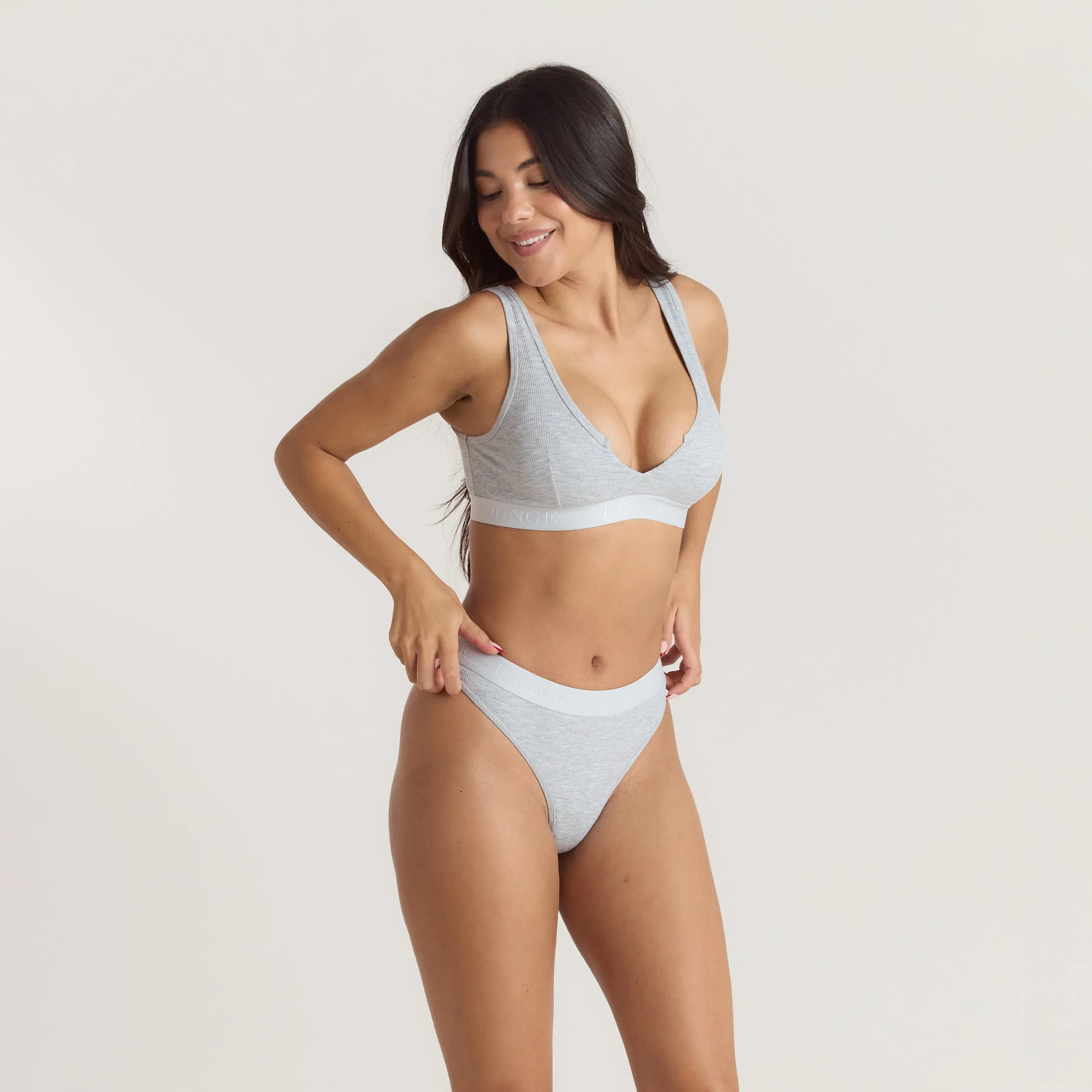 Soft Ribbed Push-Up Bralette - Grey Marl sold by Lounge Underwear product image thumbnail 5