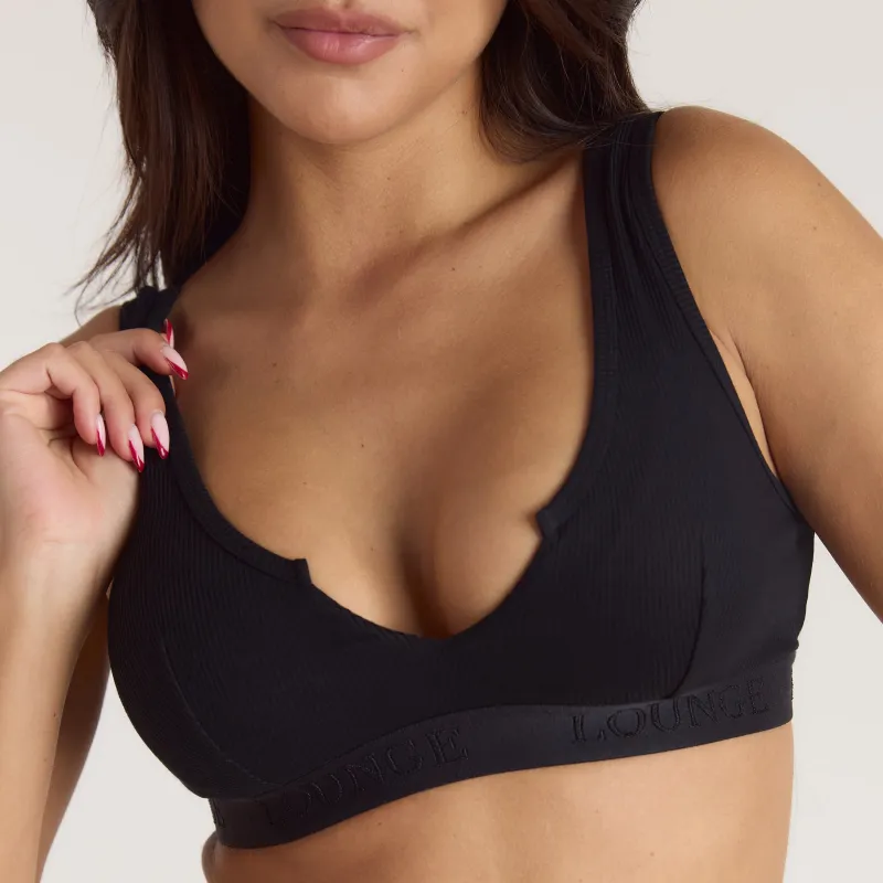 Soft Ribbed Push-Up Bralette - Black sold by Lounge Underwear