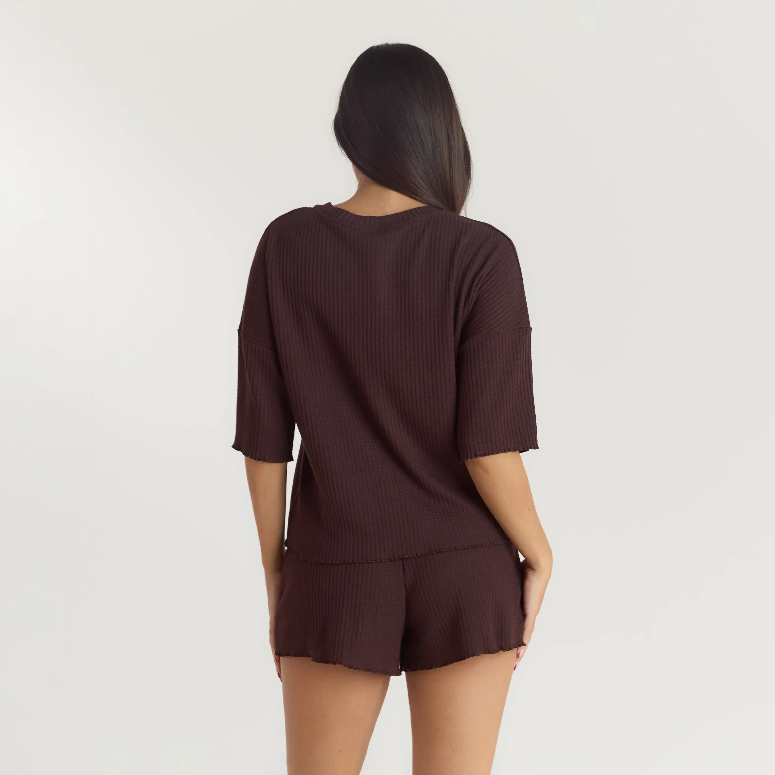 Soft Waffle Pyjama Top - Dark Chocolate sold by Lounge Underwear product image thumbnail 2