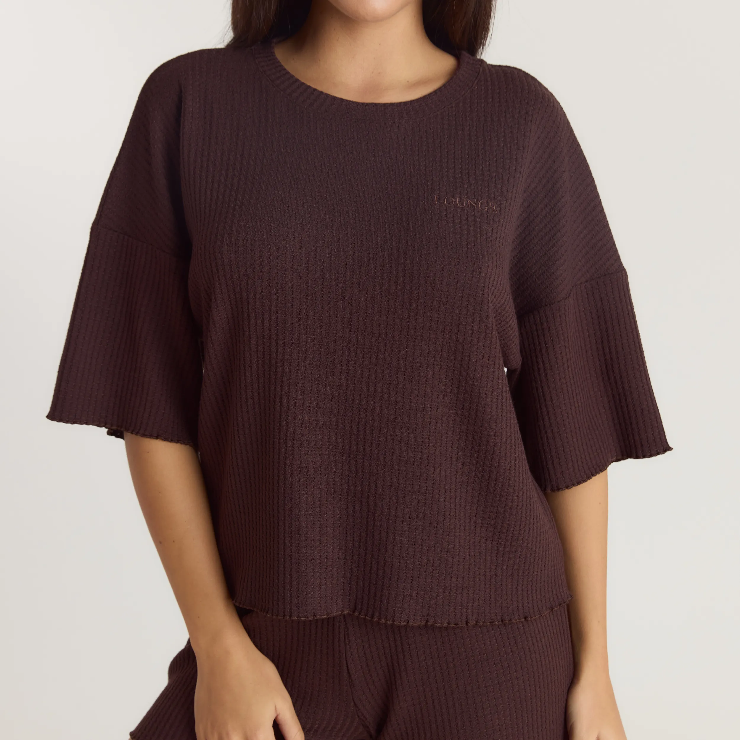 Soft Waffle Pyjama Top - Dark Chocolate sold by Lounge Underwear product image thumbnail 4
