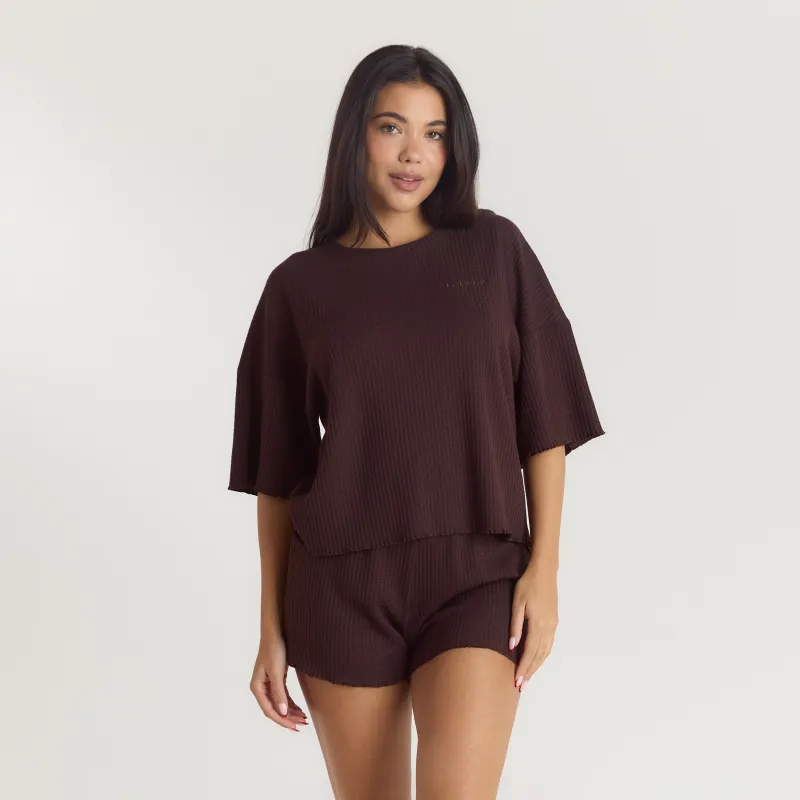 Soft Waffle Pyjama Top - Dark Chocolate sold by Lounge Underwear