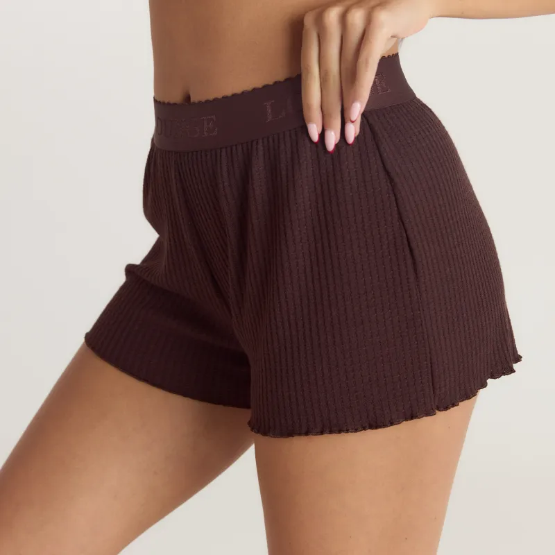 Soft Waffle Pyjama Shorts - Dark Chocolate sold by Lounge Underwear