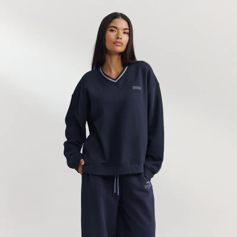 V-Neck Jumper - Dark Blue sold by Lounge Underwear