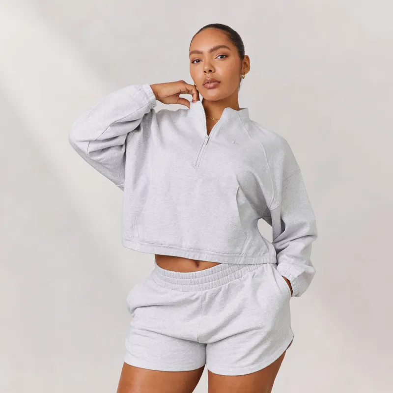Varsity Quarter Zip Jumper - Frost Melange sold by Lounge Underwear