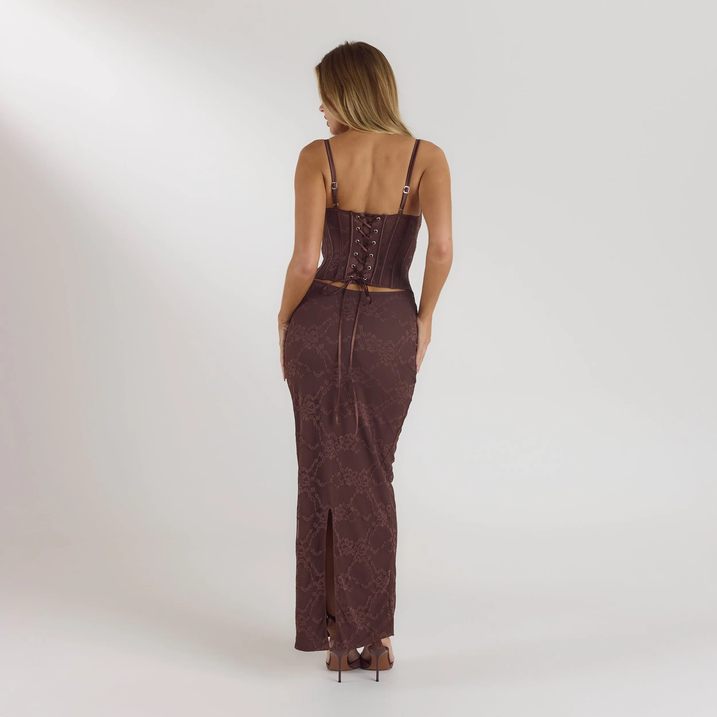 Blossom Maxi Dress with Bodysuit - Chocolate sold by Lounge Underwear product image thumbnail 2