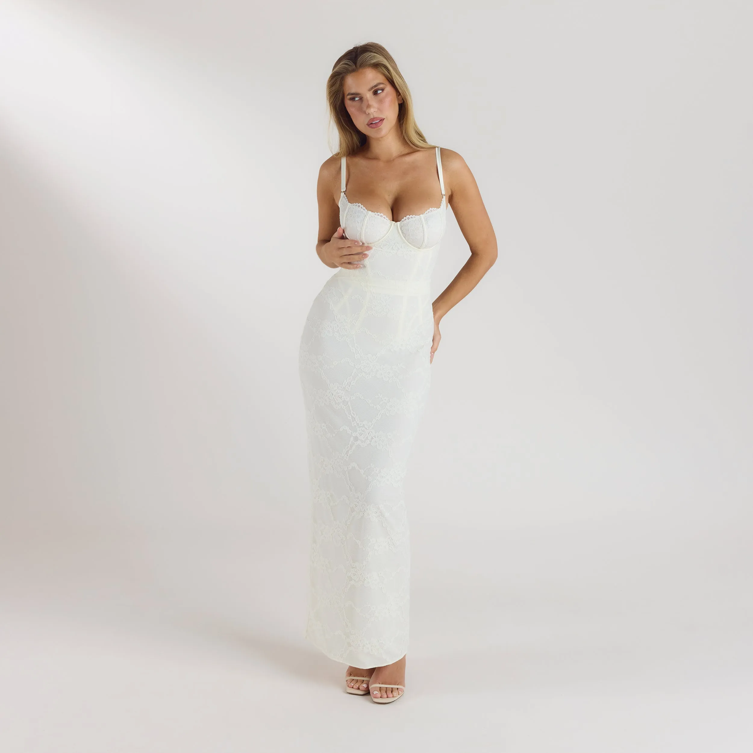 Blossom Maxi Dress with Bodysuit - Cream sold by Lounge Underwear product image thumbnail 5