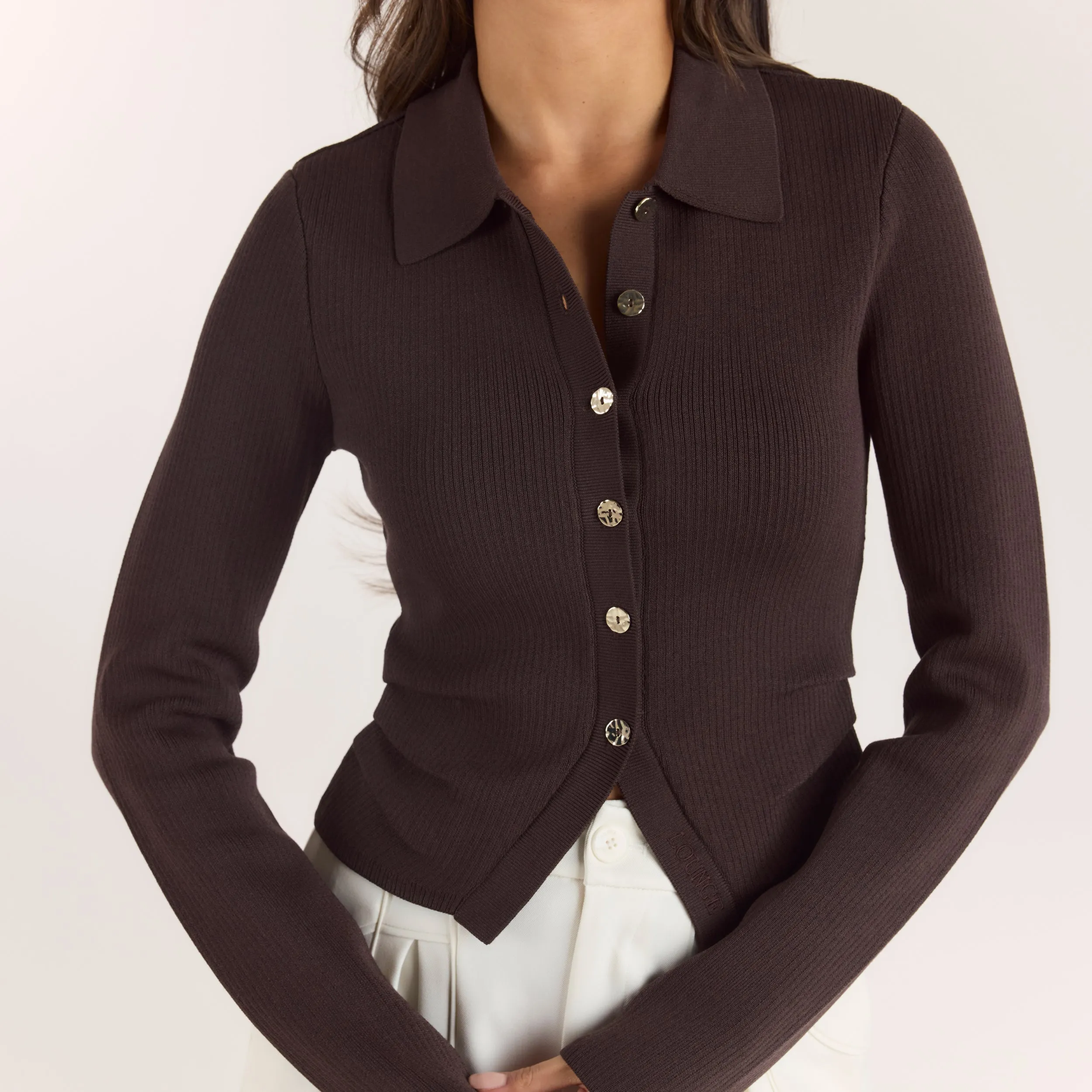 Ribbed Knitted Cardigan - Chocolate sold by Lounge Underwear