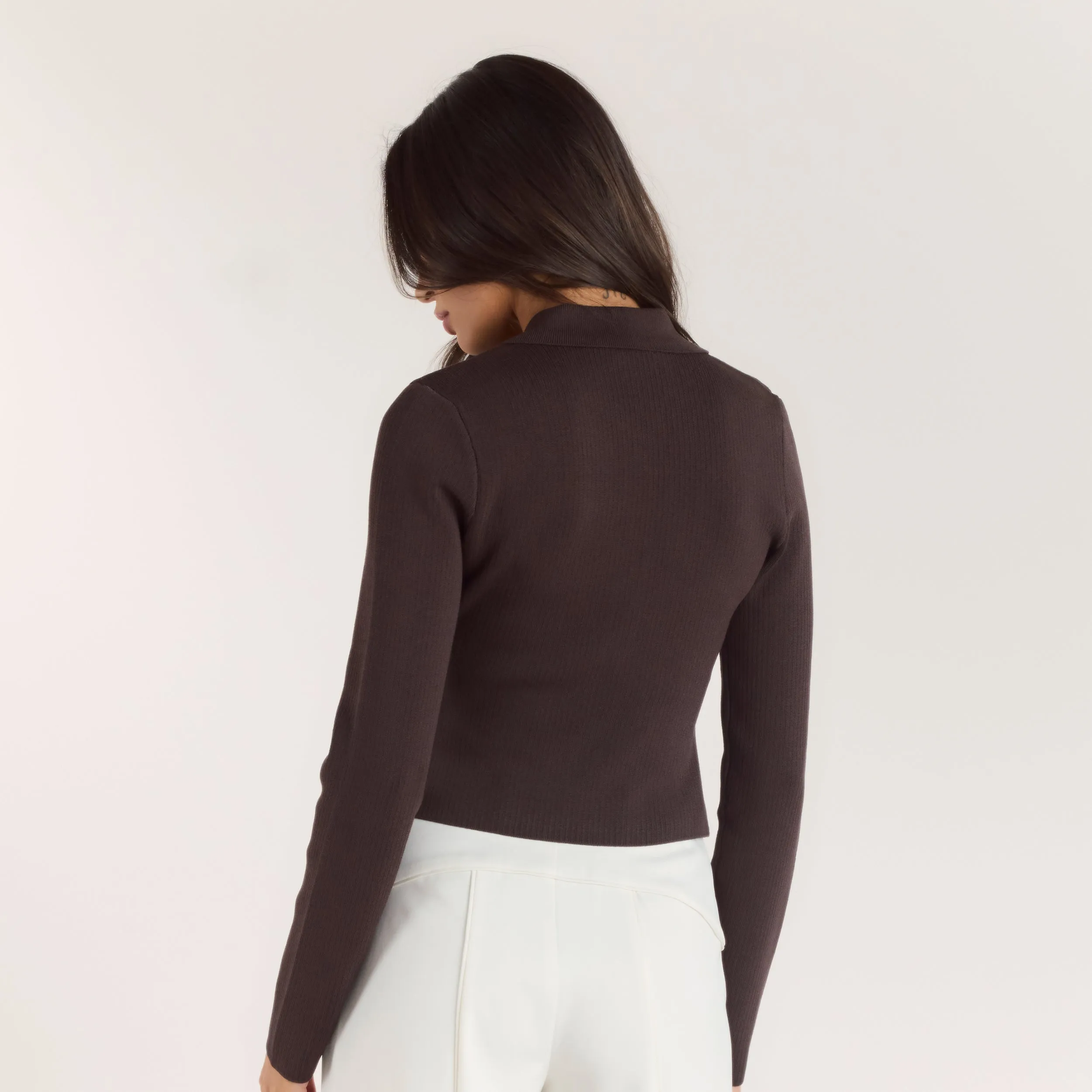 Ribbed Knitted Cardigan - Chocolate sold by Lounge Underwear product image thumbnail 2