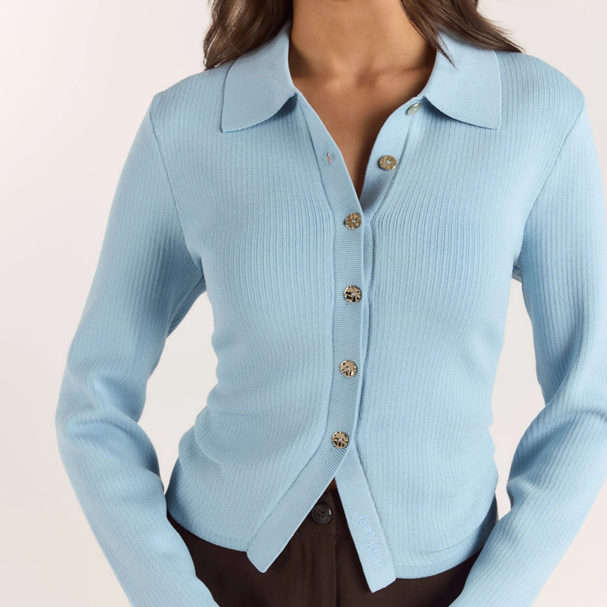 Ribbed Knitted Cardigan - Light Blue sold by Lounge Underwear product image thumbnail 3