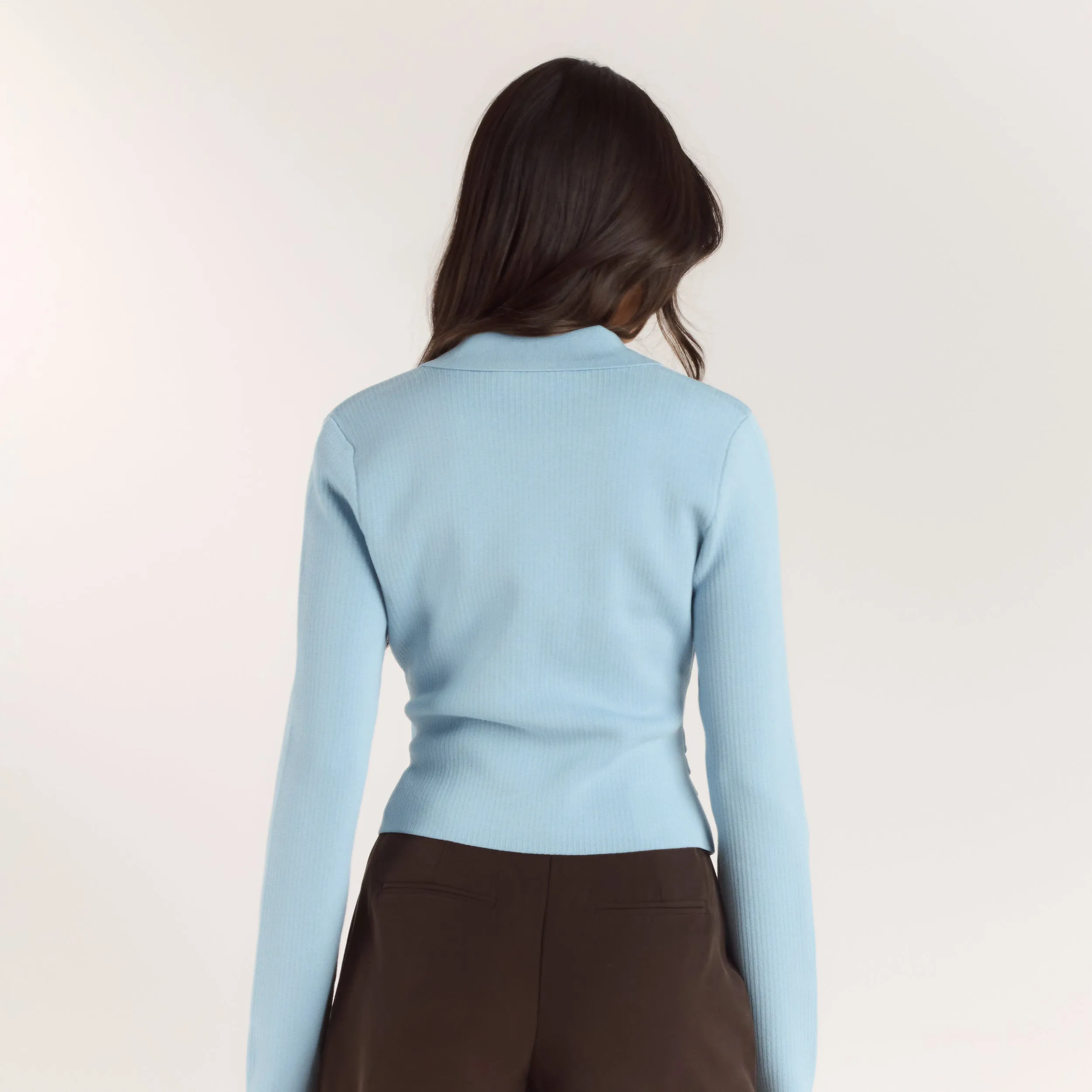 Ribbed Knitted Cardigan - Light Blue sold by Lounge Underwear product image thumbnail 2