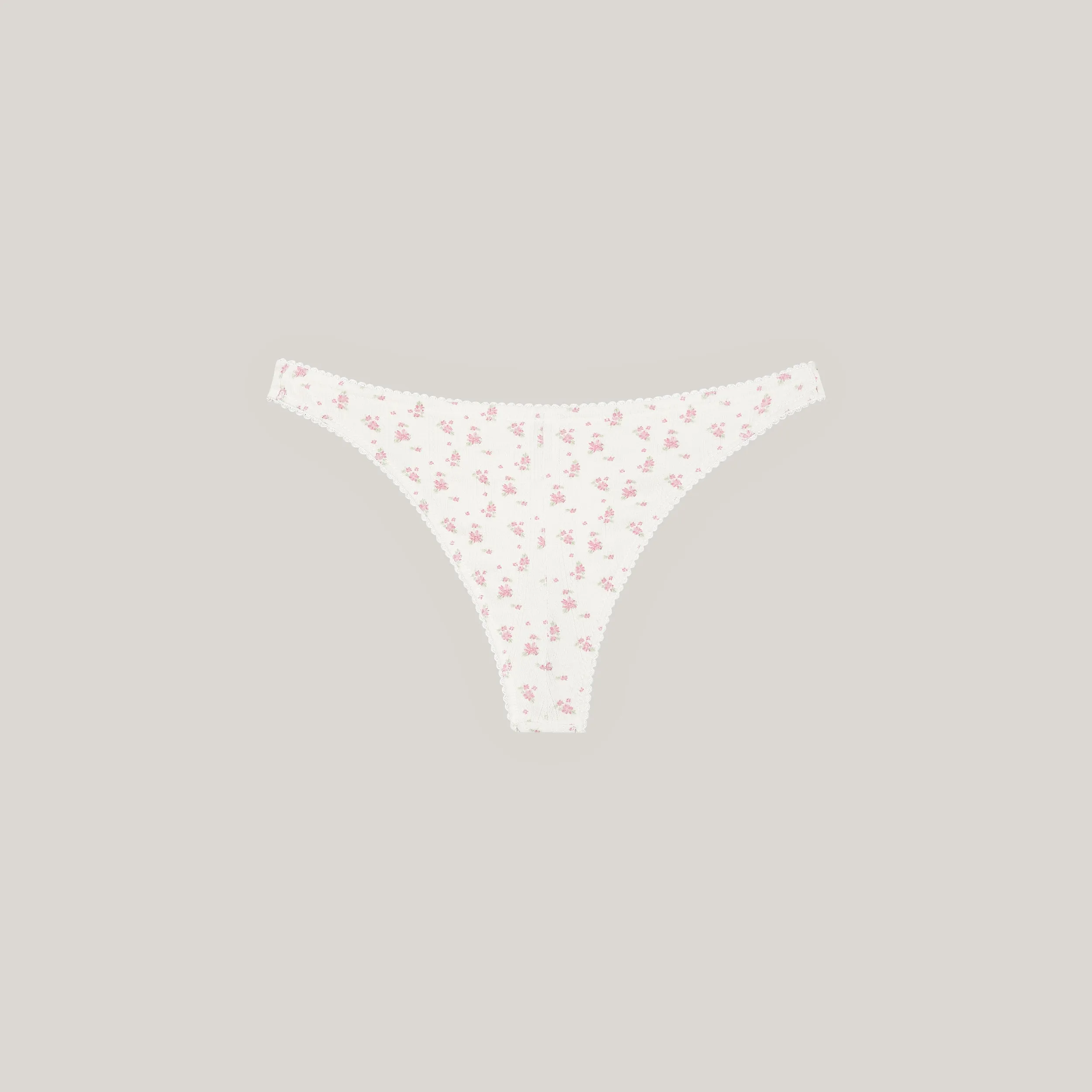 Pointelle Brazilian Briefs - Ivory Floral Print sold by Lounge Underwear product image thumbnail 4