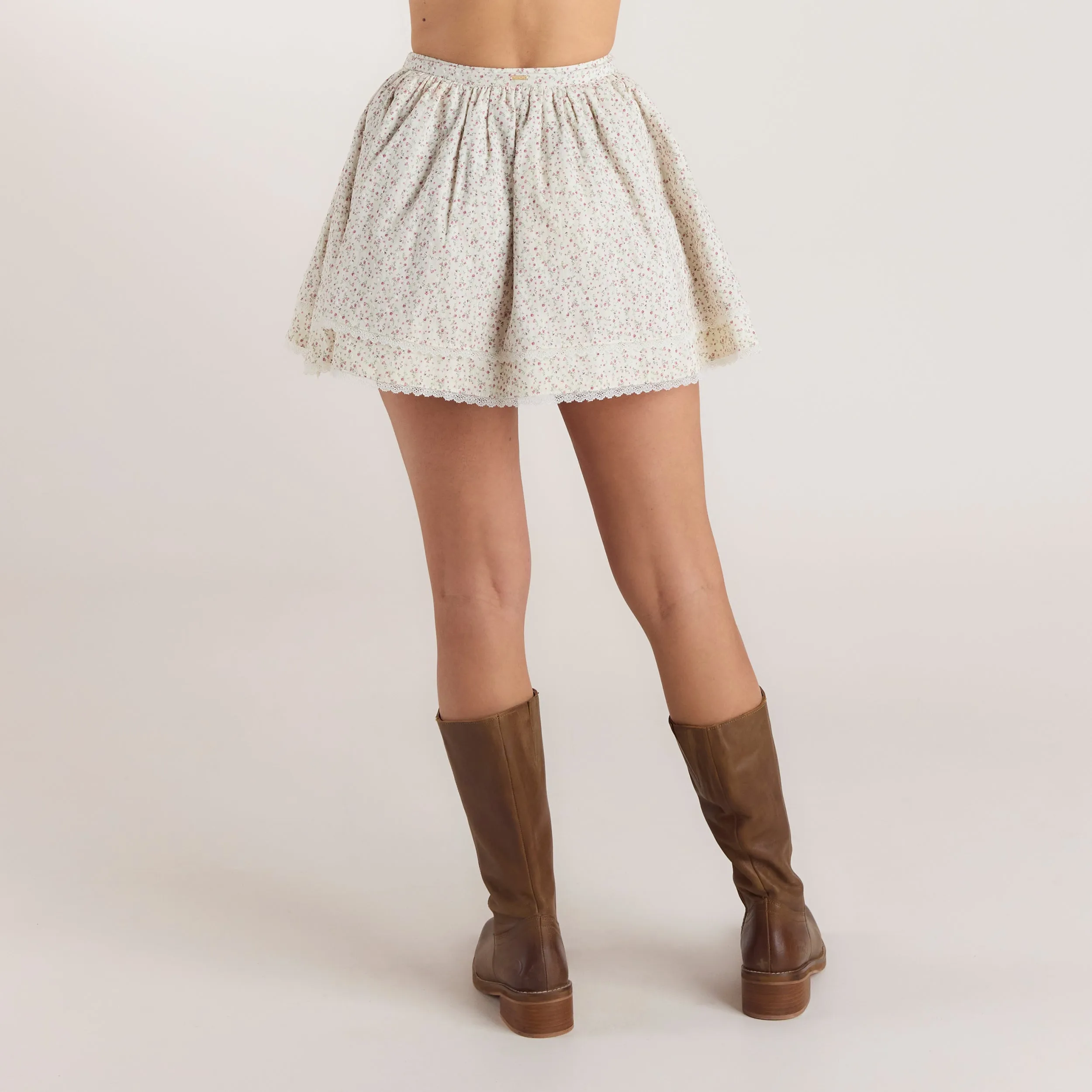 Double-Layered Skirt - Cream Floral sold by Lounge Underwear product image thumbnail 2