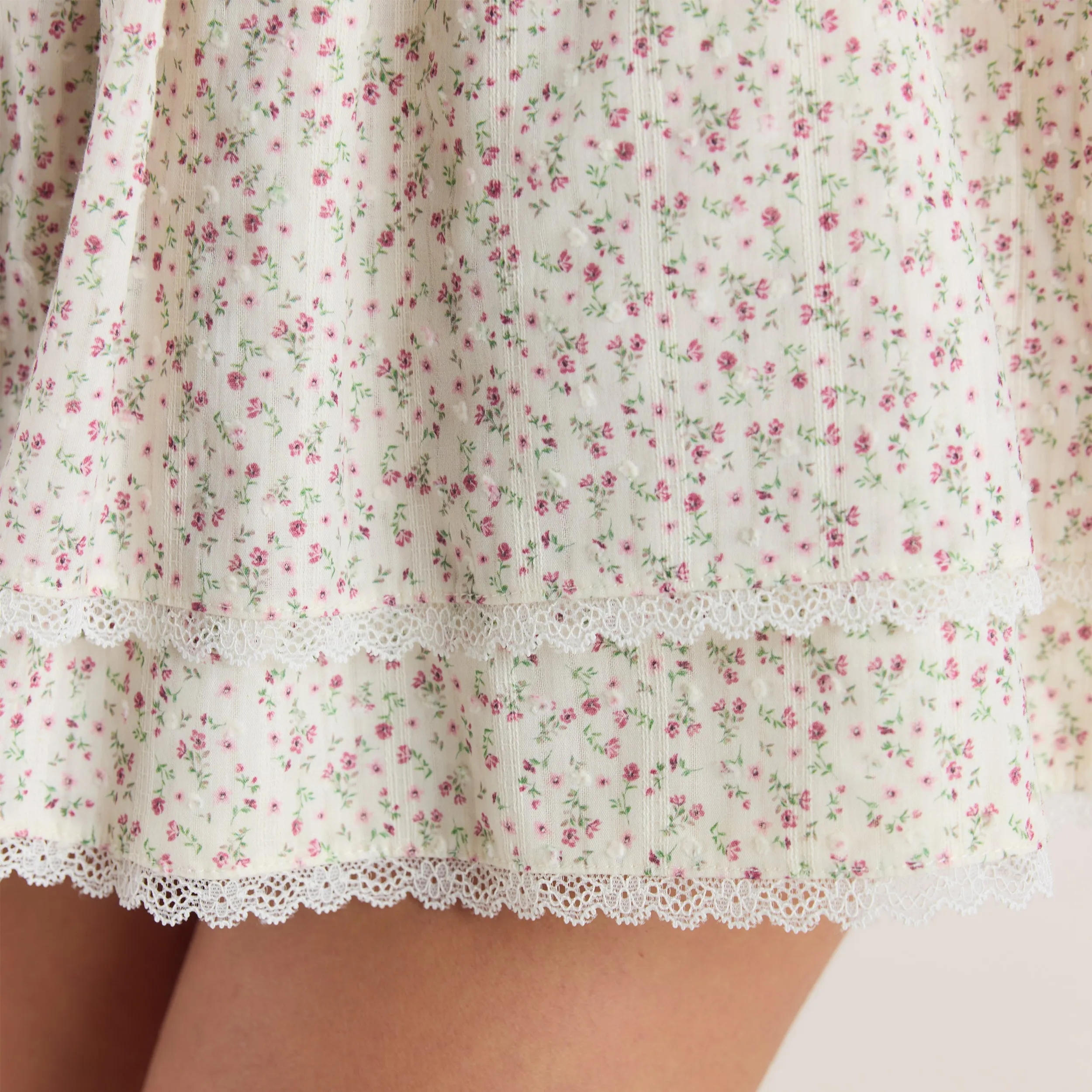 Double-Layered Skirt - Cream Floral sold by Lounge Underwear product image thumbnail 4