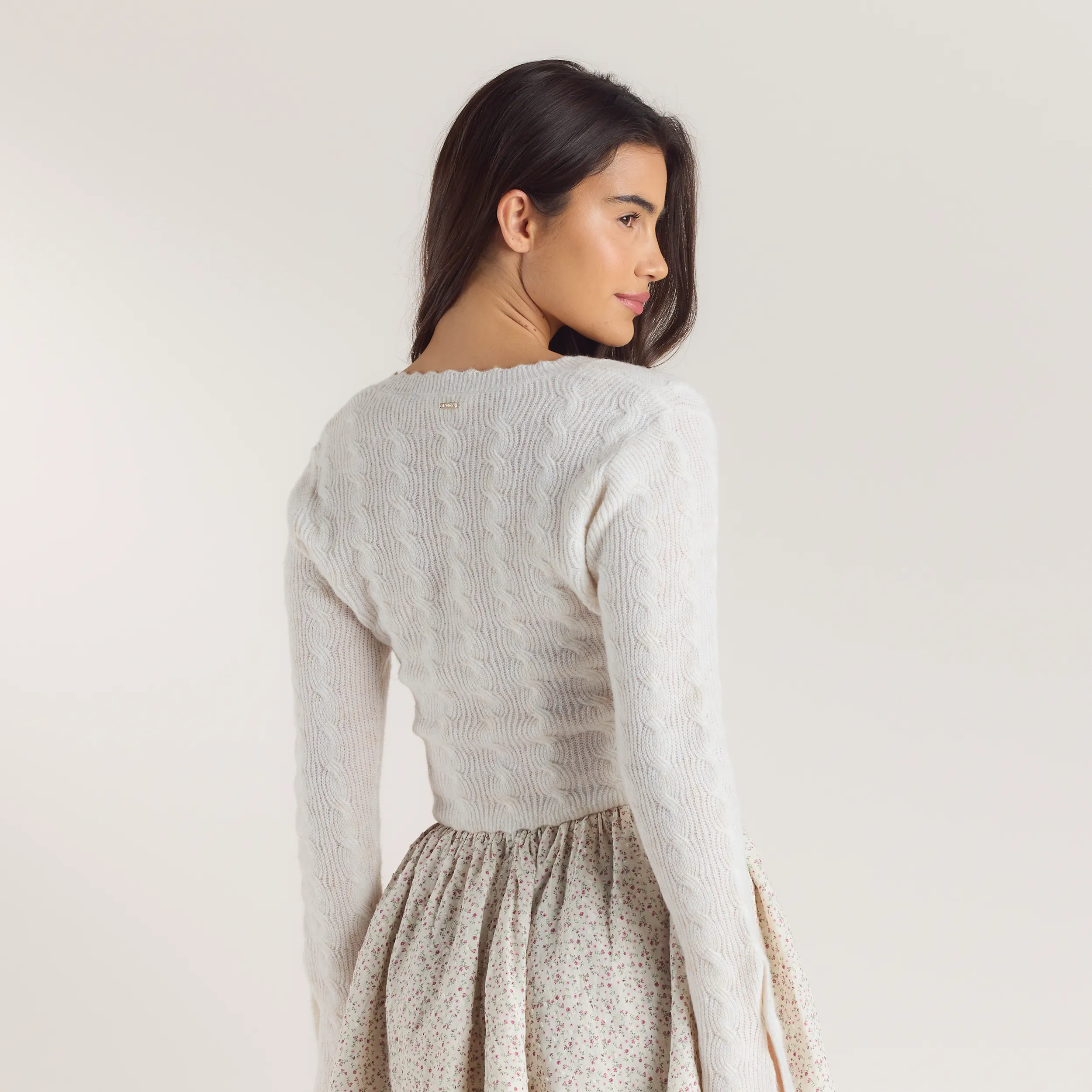 Fluted Sleeve Knitted Cardigan - Cream sold by Lounge Underwear product image thumbnail 2