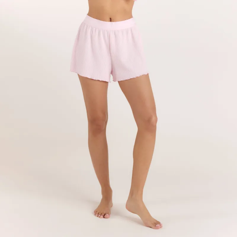 Soft Waffle Pyjama Shorts - Pink made by Lounge Underwear