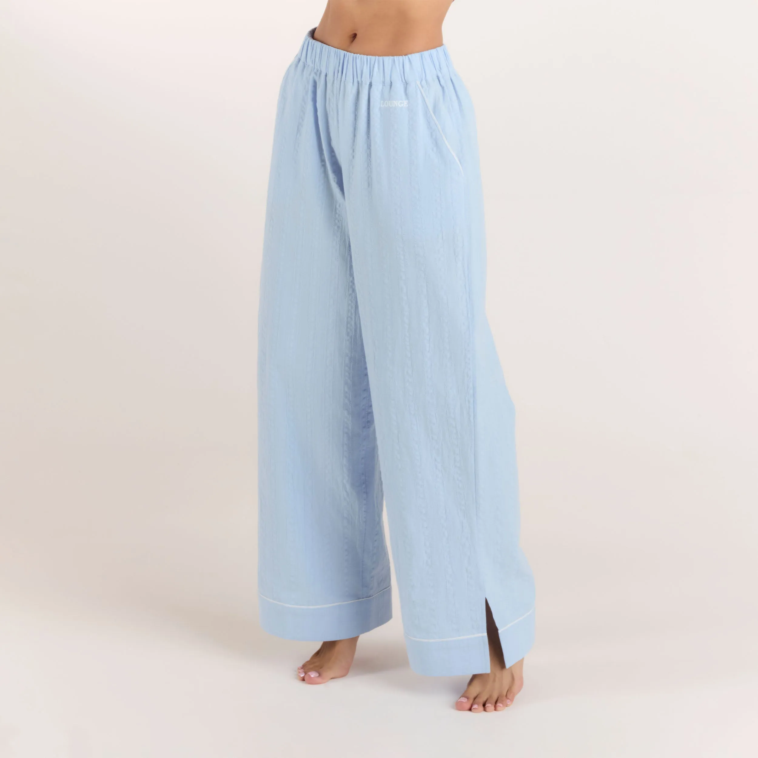 Textured Cotton Pyjama Bottoms - Blue sold by Lounge Underwear product image thumbnail 5