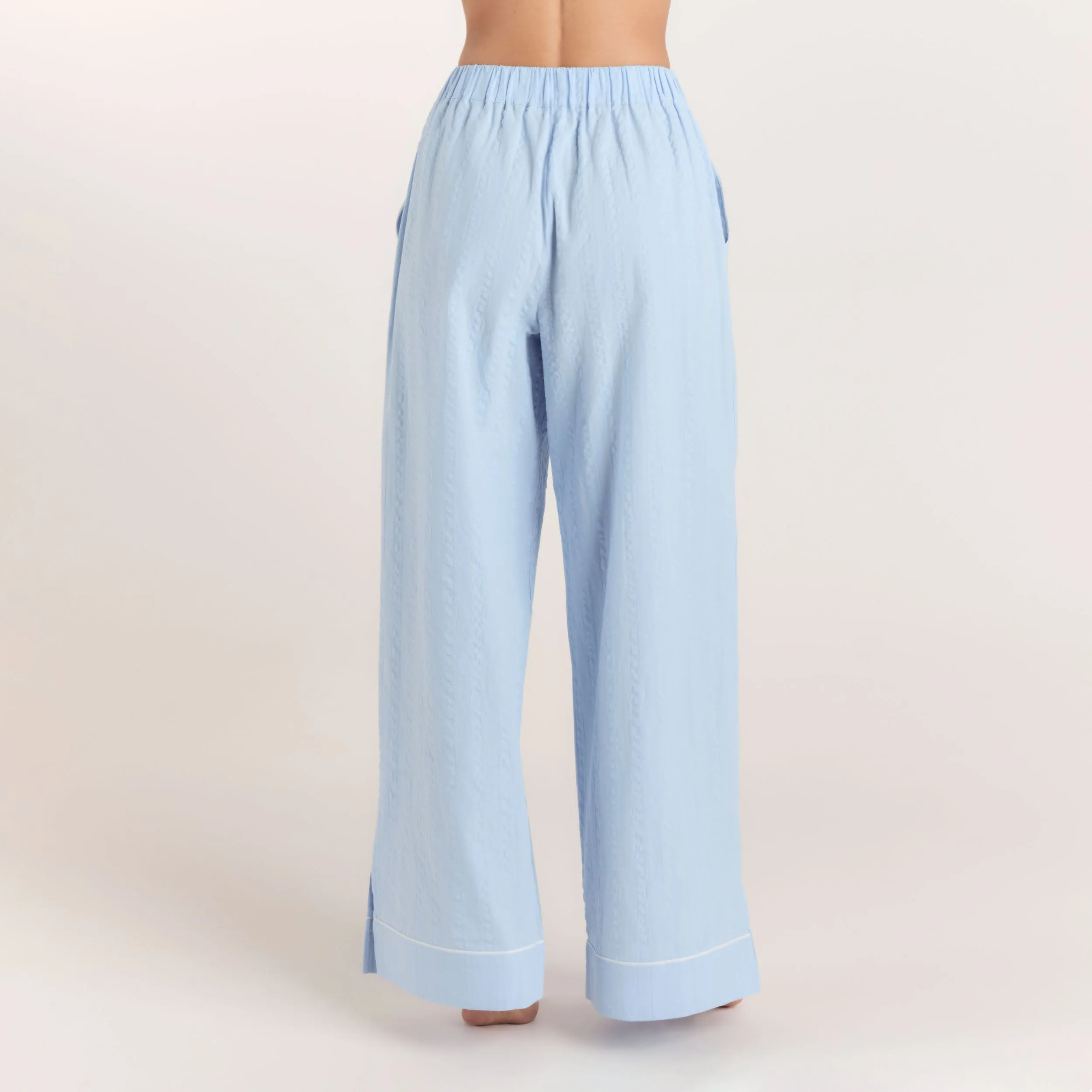 Textured Cotton Pyjama Bottoms - Blue sold by Lounge Underwear product image thumbnail 2