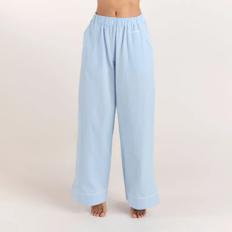 Textured Cotton Pyjama Bottoms - Blue made by Lounge Underwear
