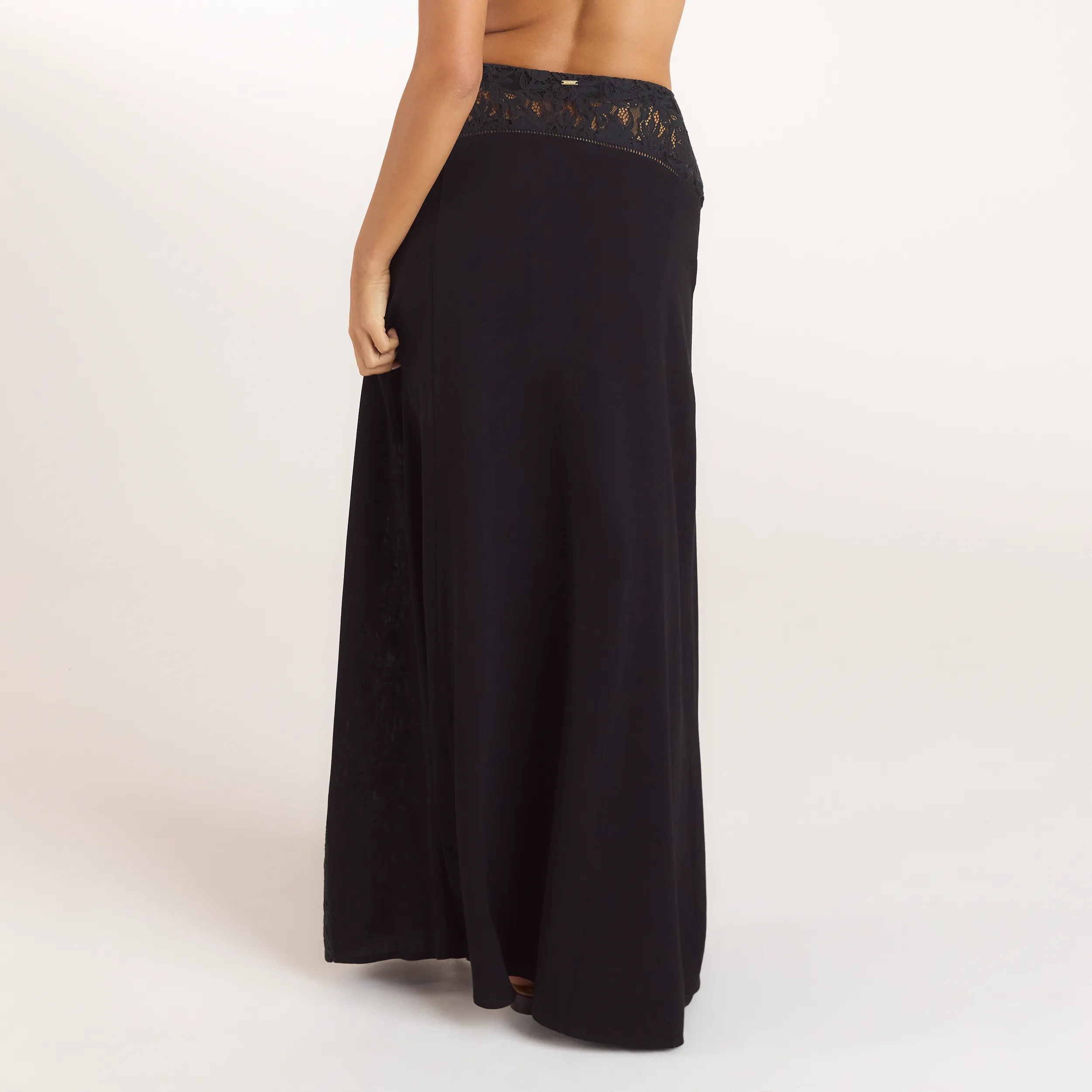 Lace Insert Maxi Skirt - Black sold by Lounge Underwear product image thumbnail 2