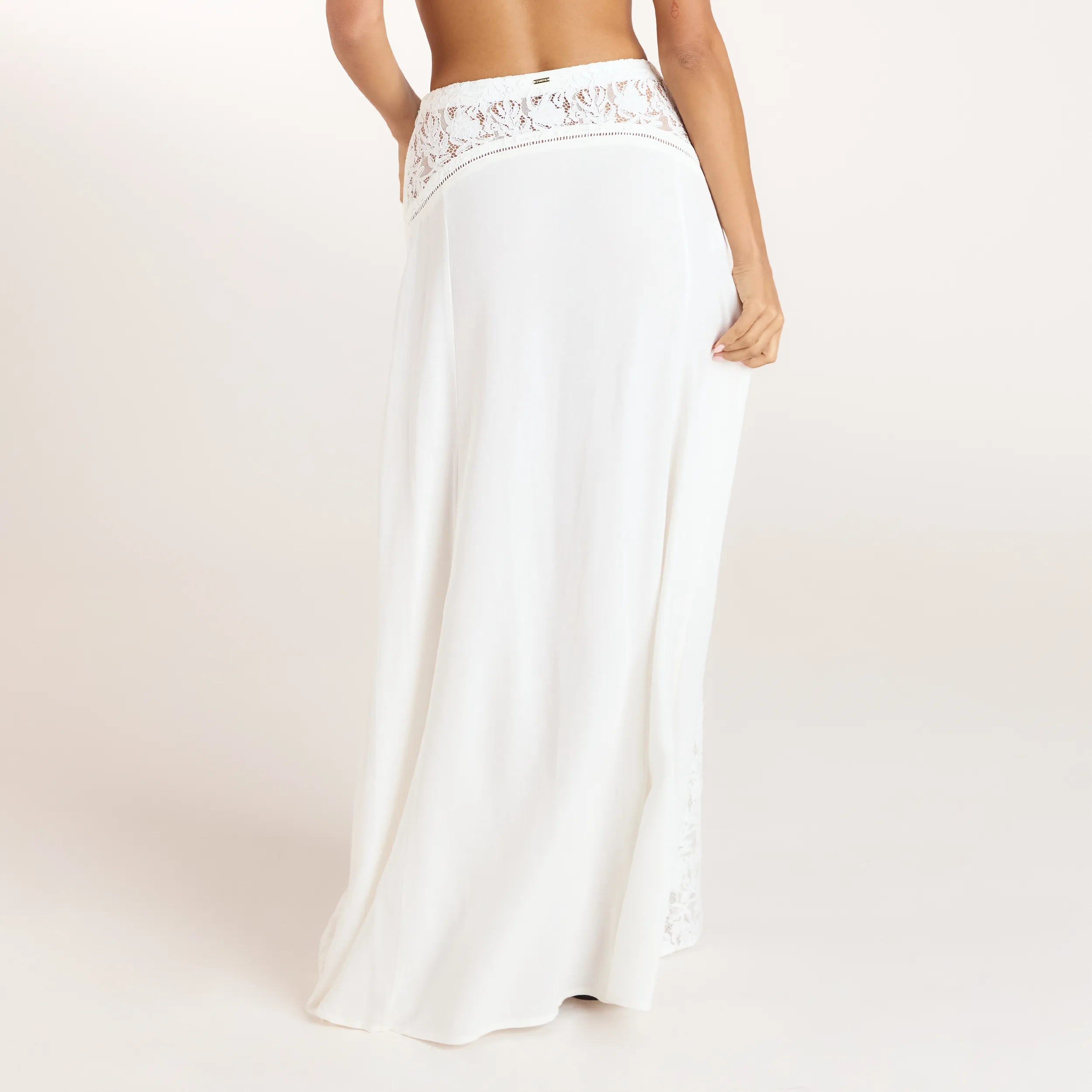Lace Insert Maxi Skirt - Cream sold by Lounge Underwear product image thumbnail 3