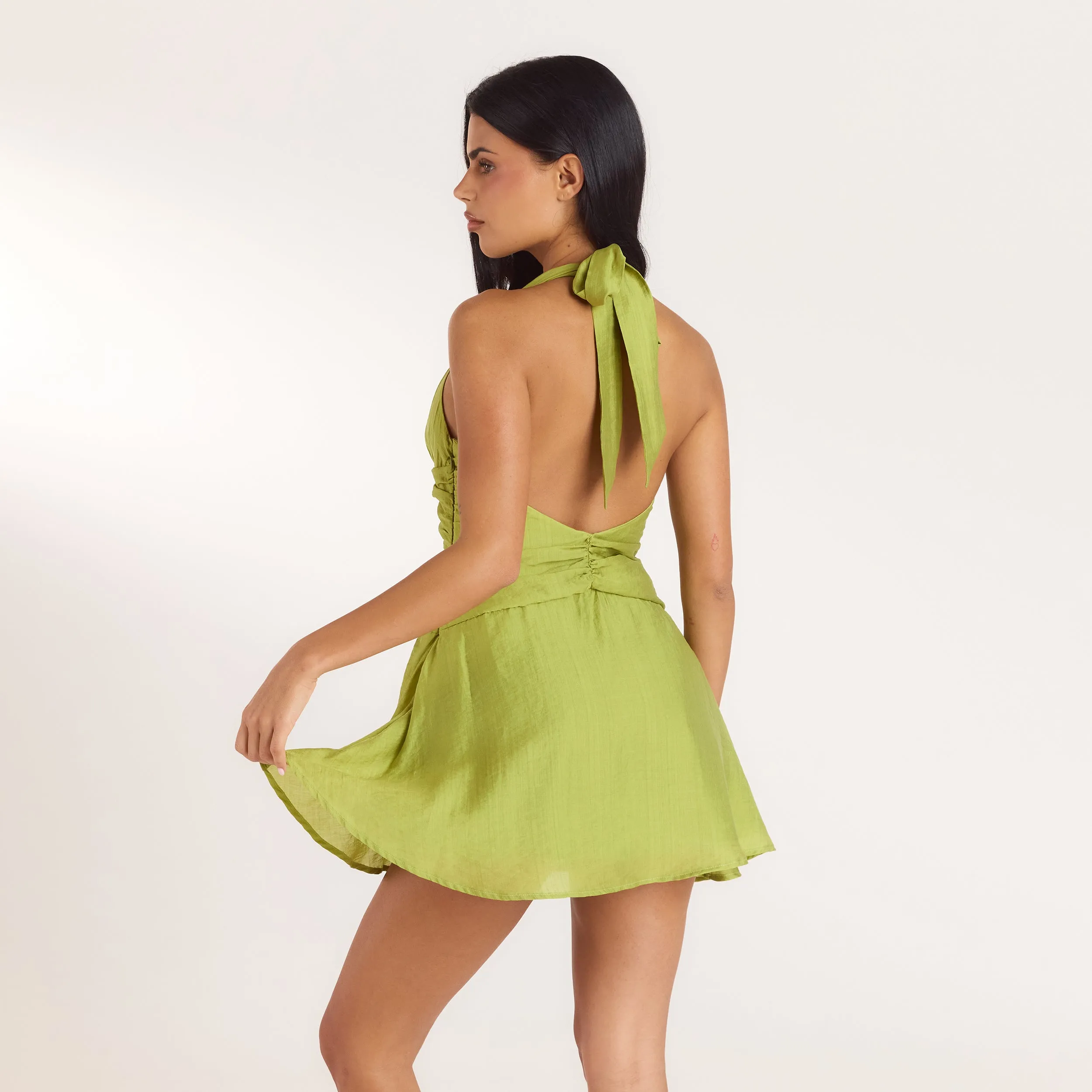 Ruched Tencel Mini Dress - Lime sold by Lounge Underwear product image thumbnail 3
