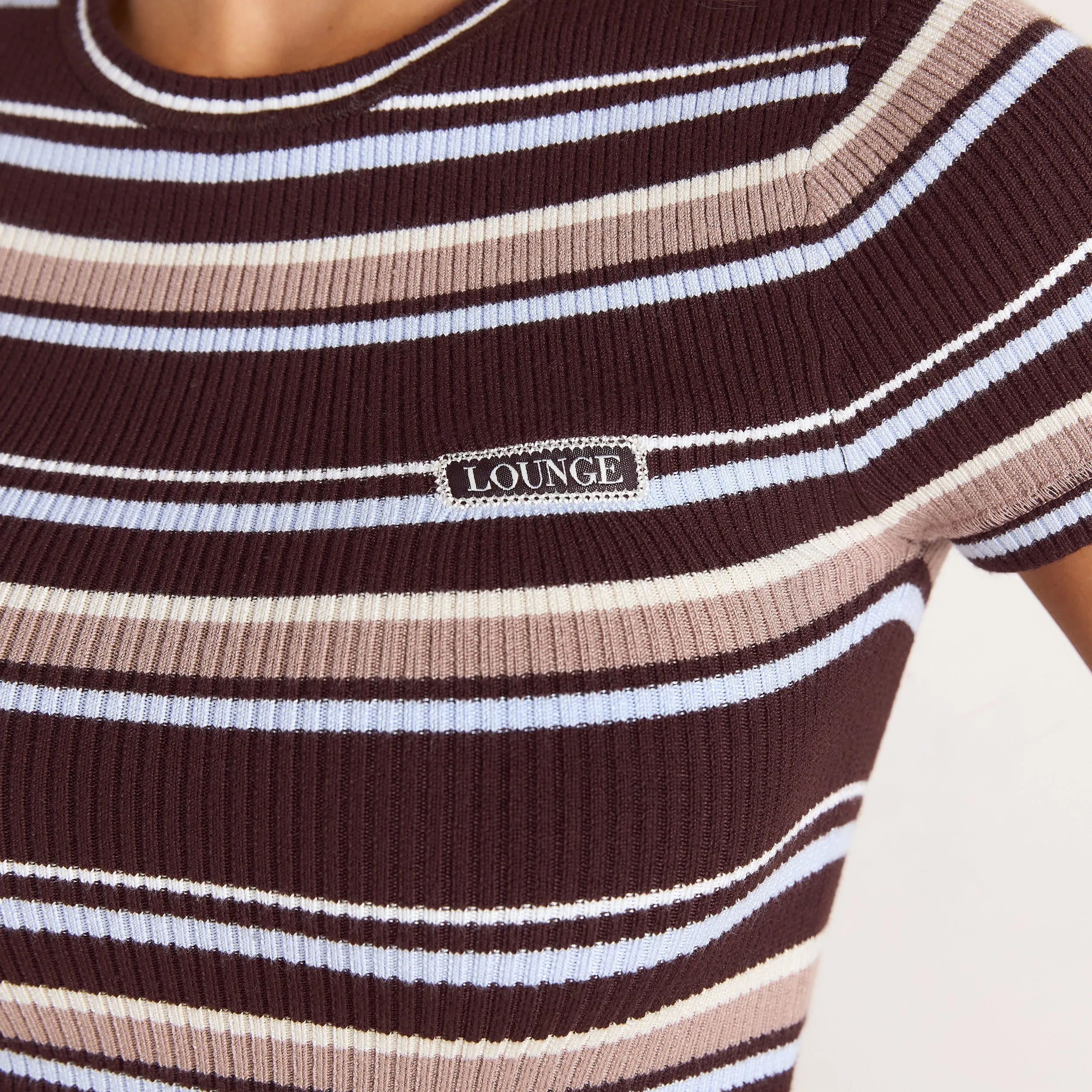 Knitted T-Shirt - Brown Stripe sold by Lounge Underwear product image thumbnail 4
