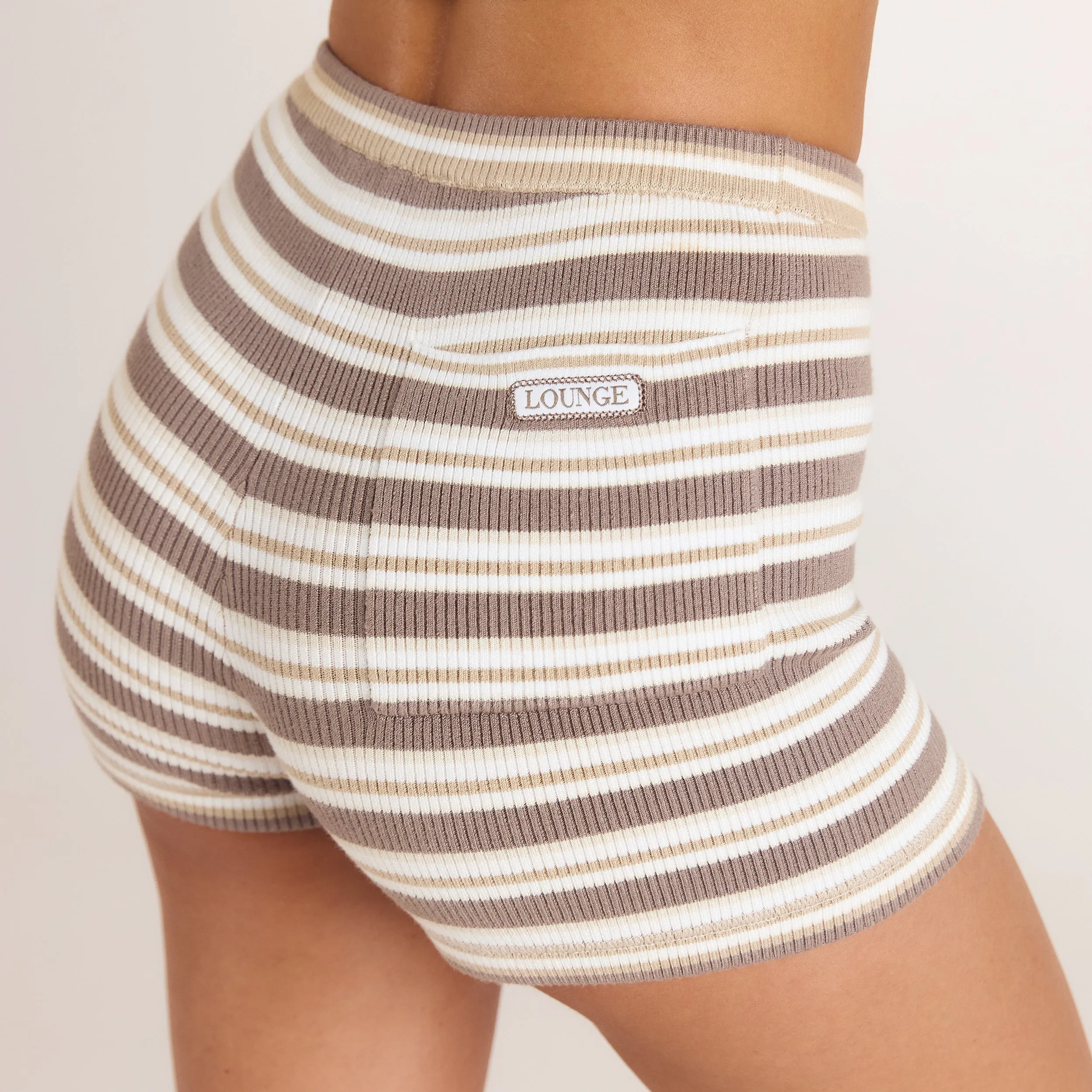 Knitted Shorts - Beige Stripe sold by Lounge Underwear product image thumbnail 4