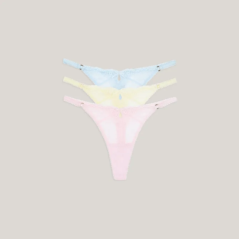 Lace Thongs (3-Pack) - Pastel made by Lounge Underwear