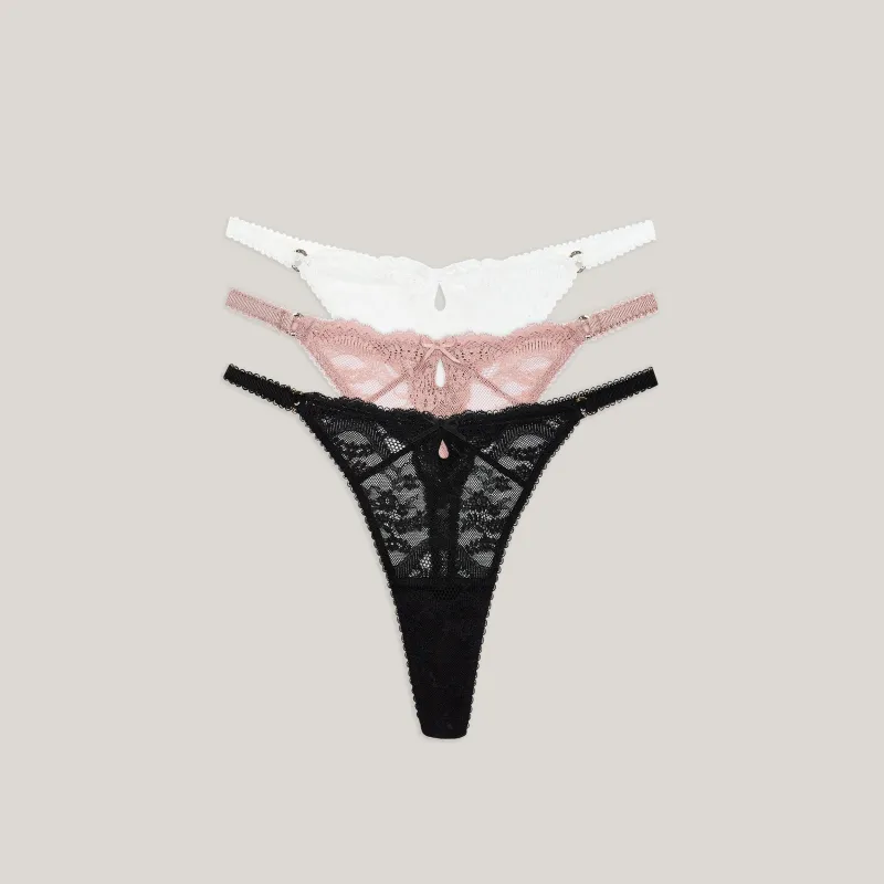 Lace Thongs (3-Pack) - Neutral made by Lounge Underwear