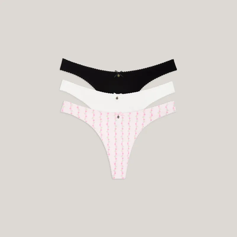 Cotton Kisses Thongs (3-Pack) - Pink Print made by Lounge Underwear