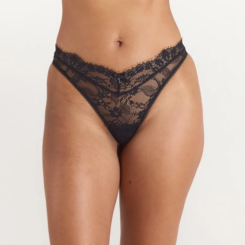 Lace Thong - Black made by Lounge Underwear