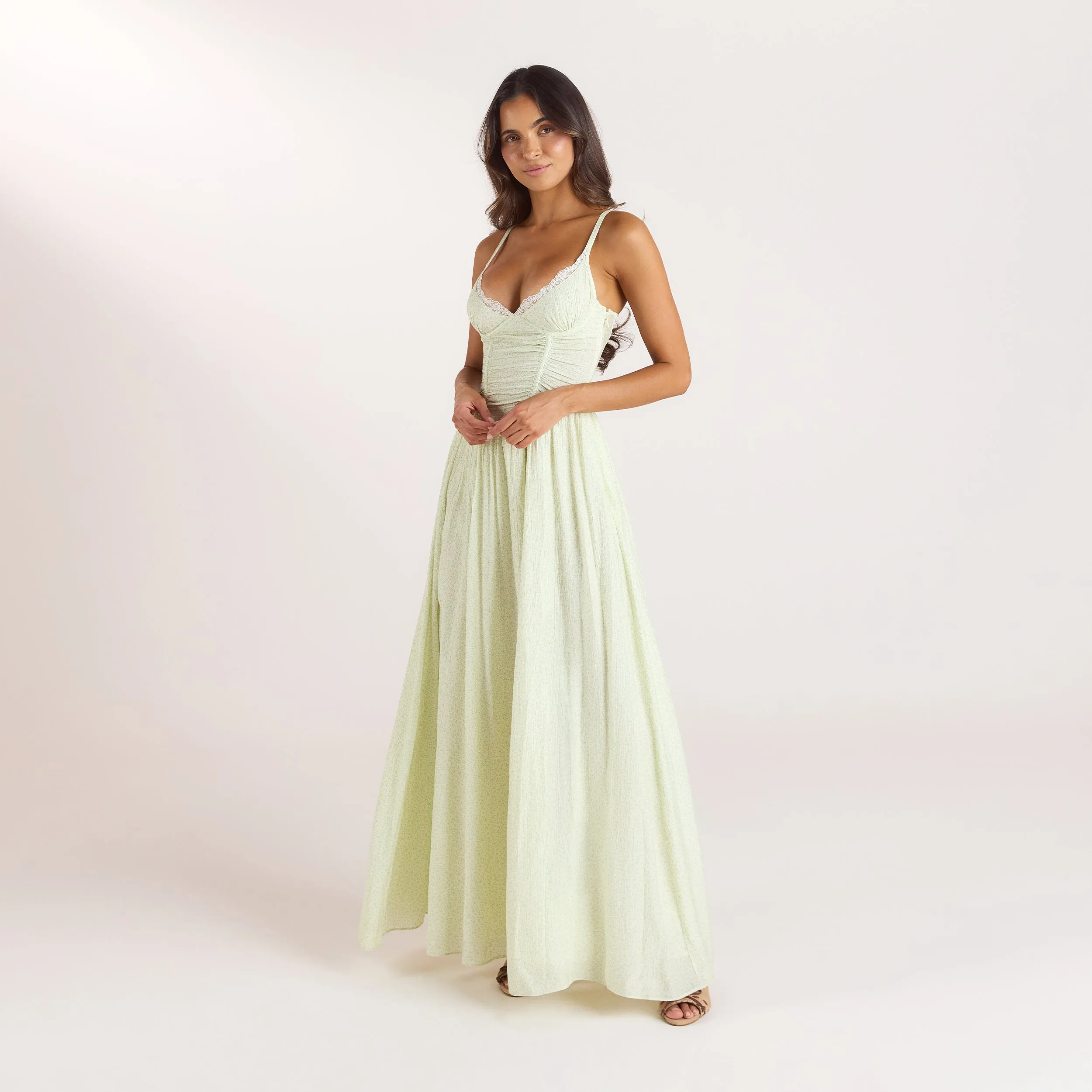 Wired Plunge Maxi Dress - Cream Floral sold by Lounge Underwear product image thumbnail 5
