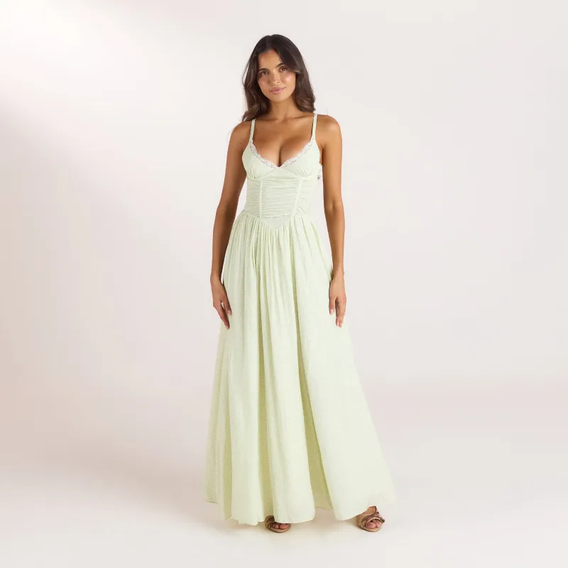 Wired Plunge Maxi Dress - Cream Floral made by Lounge Underwear