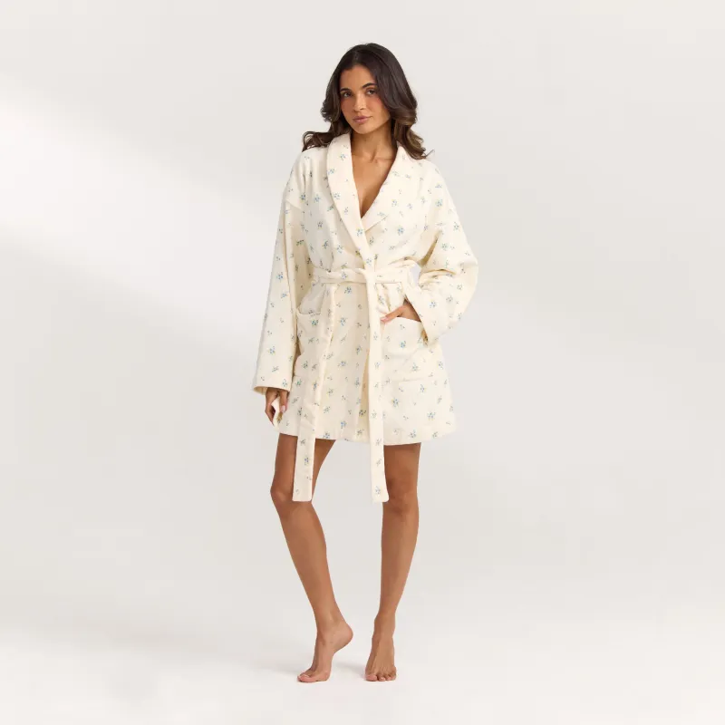 Towelling Bathrobe - Ditsy Floral Print made by Lounge Underwear