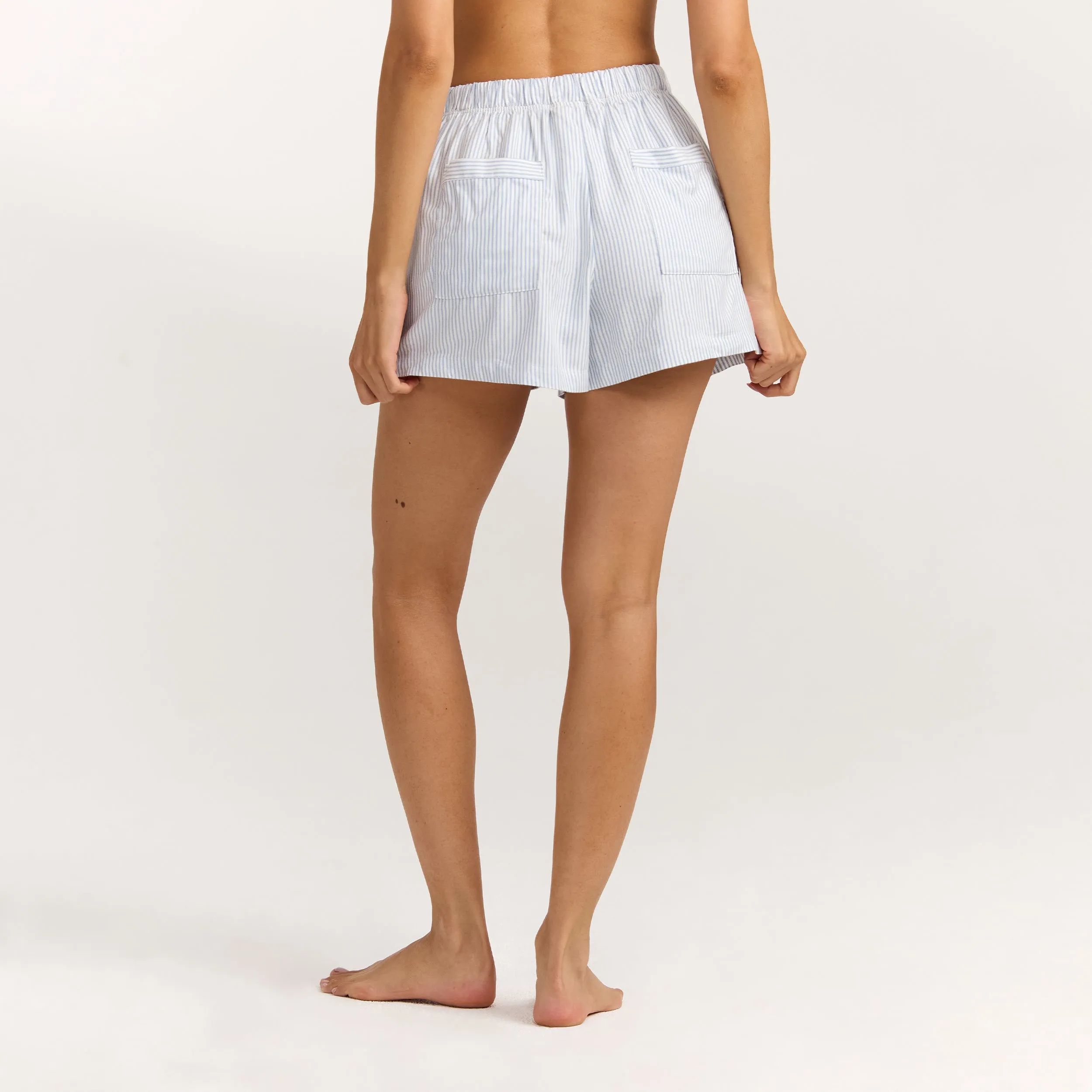 Woven Stripe Pyjama Shorts - Blue Stripe sold by Lounge Underwear product image thumbnail 5