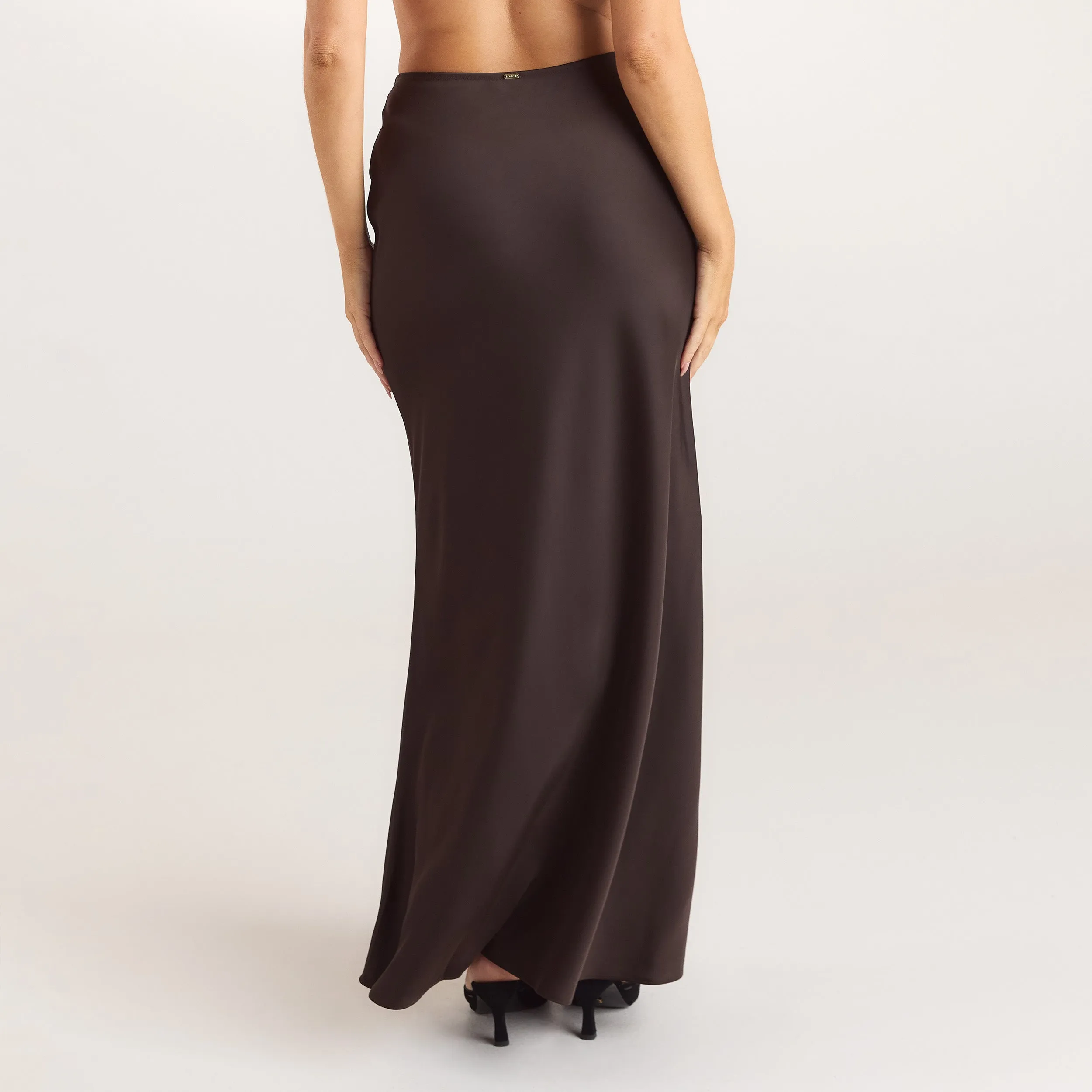 Satin Fitted Maxi Skirt - Chocolate sold by Lounge Underwear product image thumbnail 2