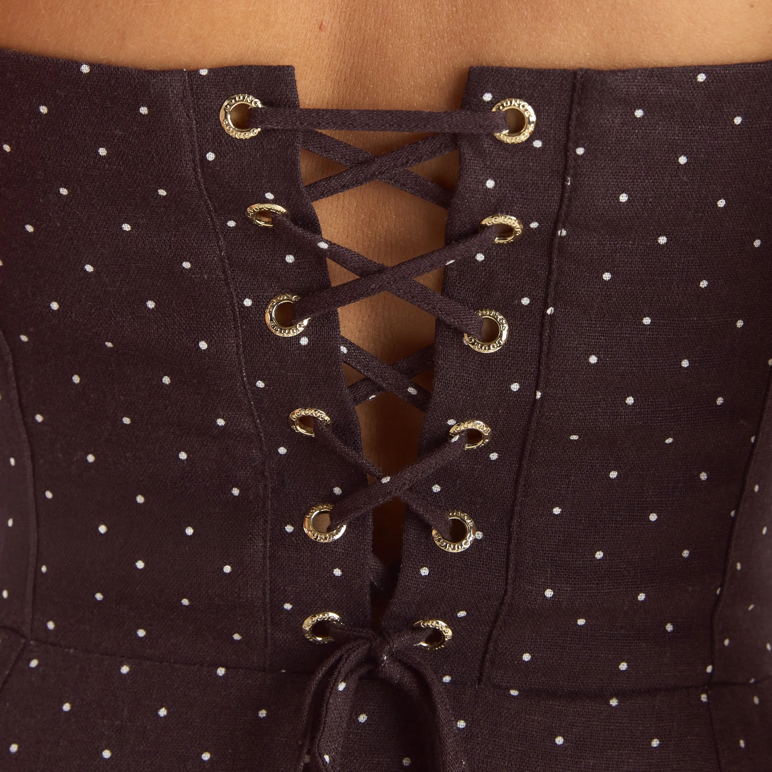 Lace Trim Maxi Dress - Chocolate Polka Dot sold by Lounge Underwear product image thumbnail 4