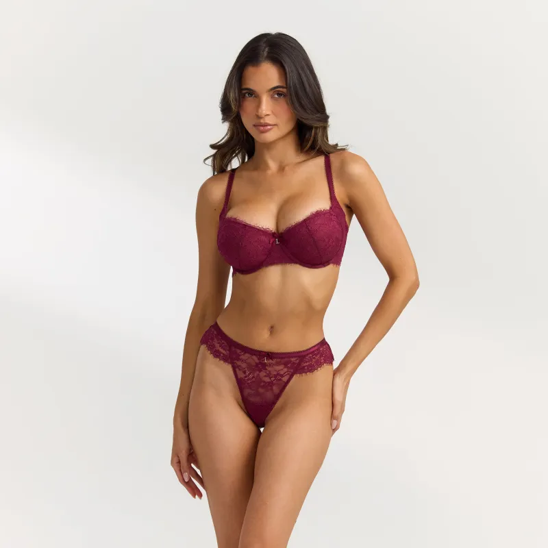 Lace Balconette Extreme Push-Up Bra - Berry made by Lounge Underwear