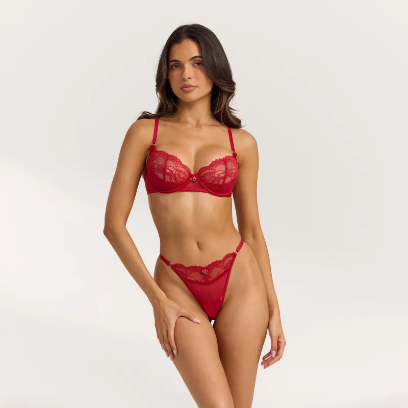 Brianna Plunge Bra - Red made by Lounge Underwear