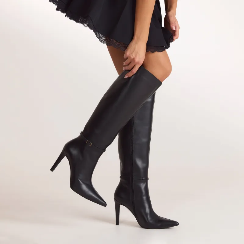 Juni Knee-High Leather Boots - Black made by Lounge Underwear