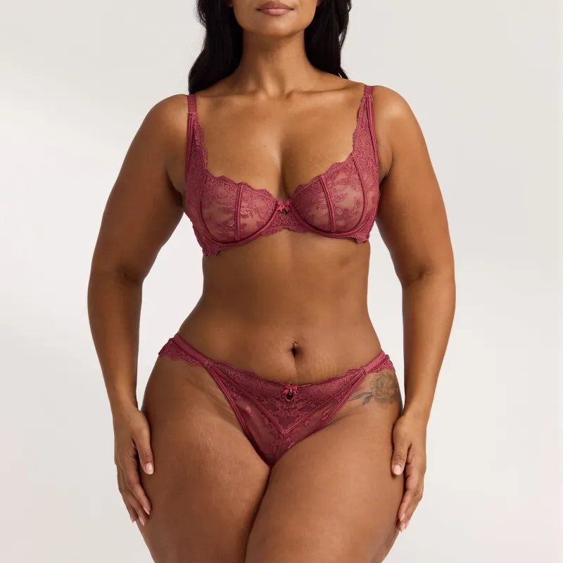 Enchant Plunge Bra - Rhubarb made by Lounge Underwear