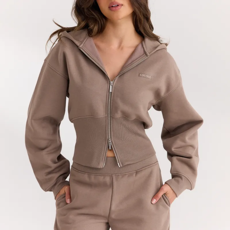 Fitted-Waist Zip-Up Hoodie - Mushroom made by Lounge Underwear