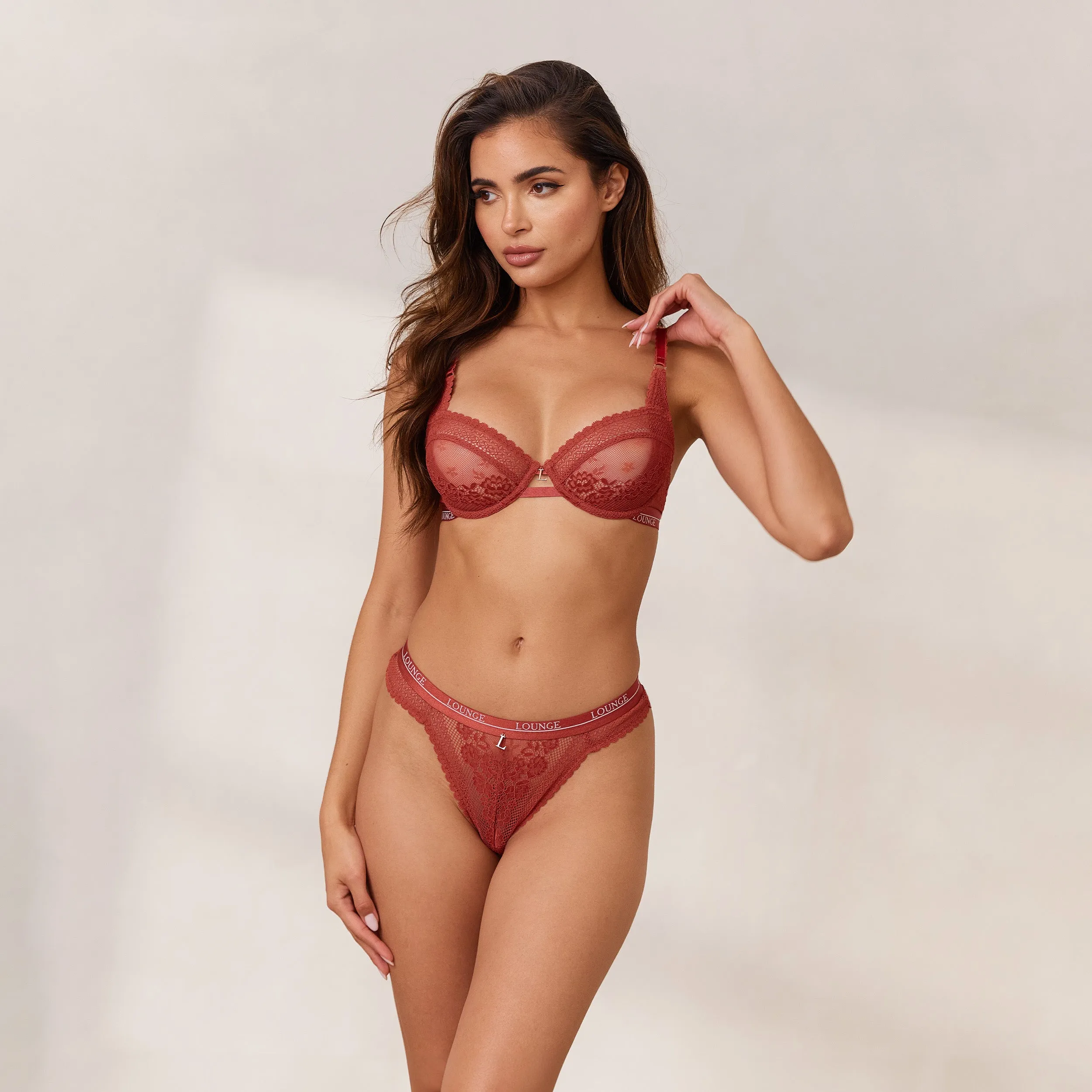 Liberty Balcony Bra - Burnt Red sold by Lounge Underwear
