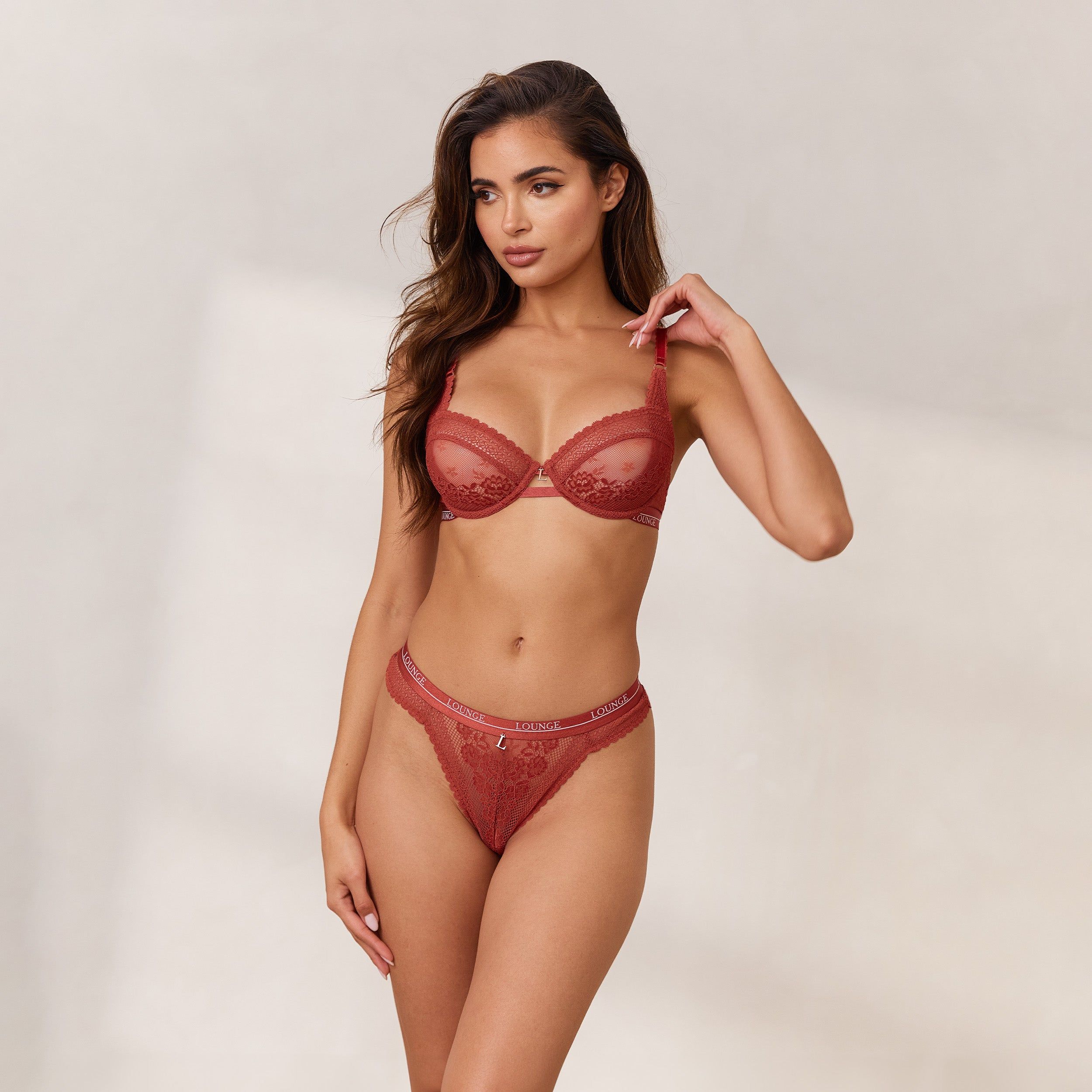 Liberty Balcony Bra - Burnt Red sold by Lounge Underwear