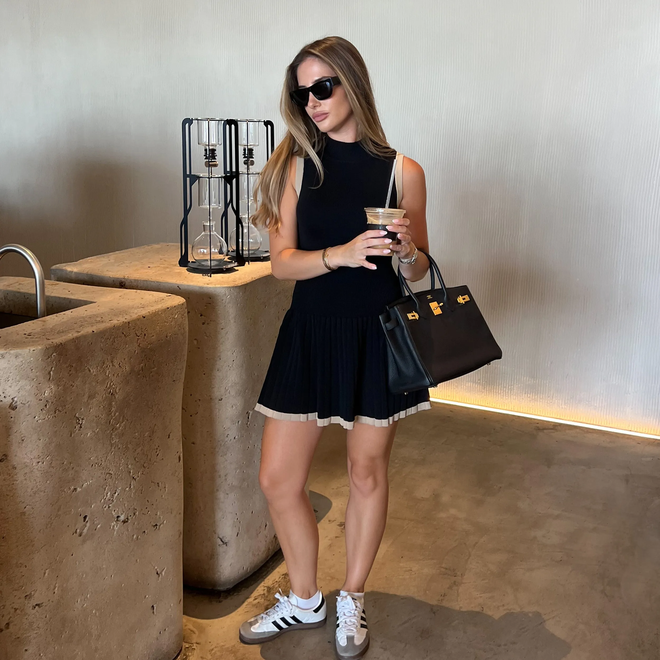 Knitted High Neck Pleated Dress - Black sold by Lounge Underwear product image thumbnail 2