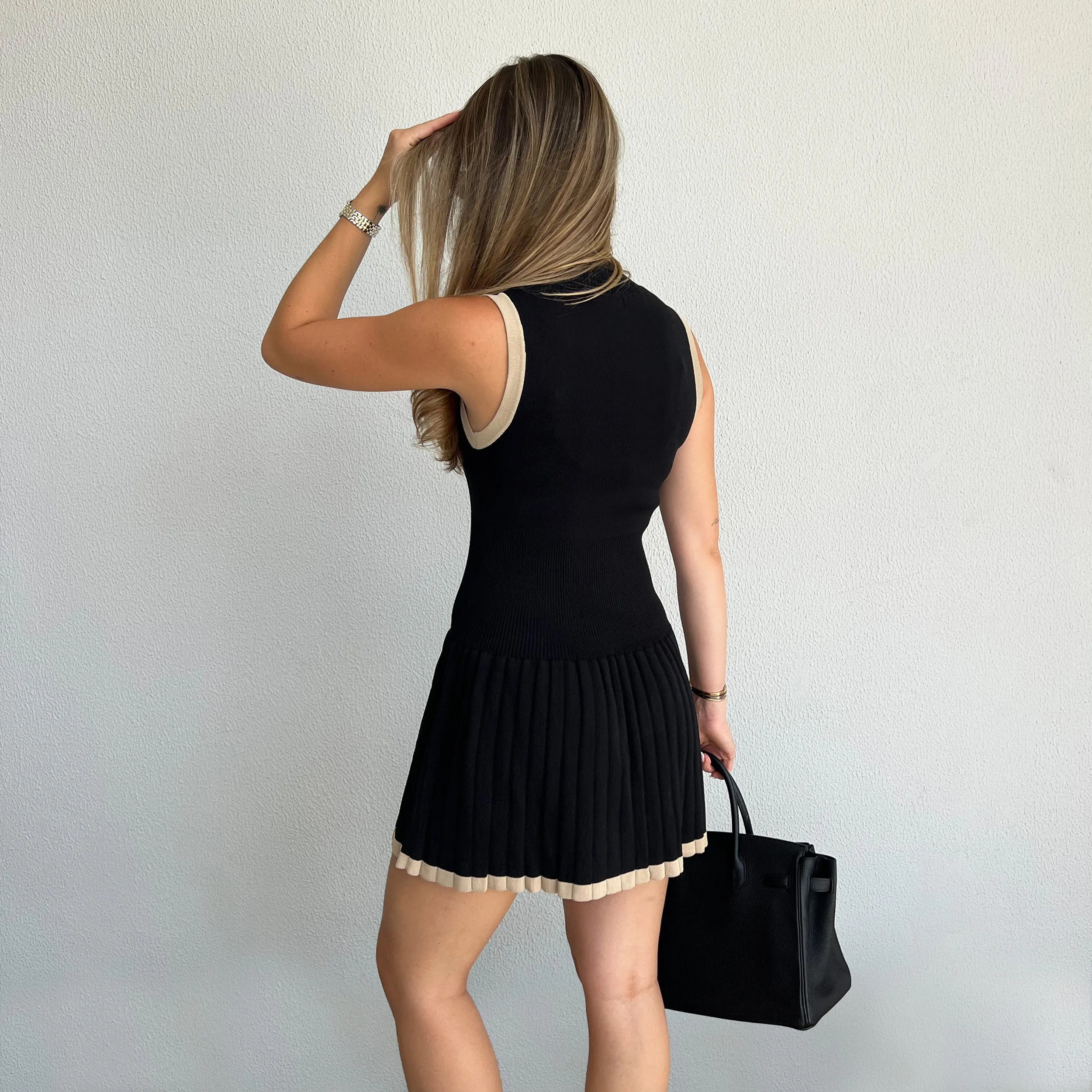 Knitted High Neck Pleated Dress - Black sold by Lounge Underwear product image thumbnail 3