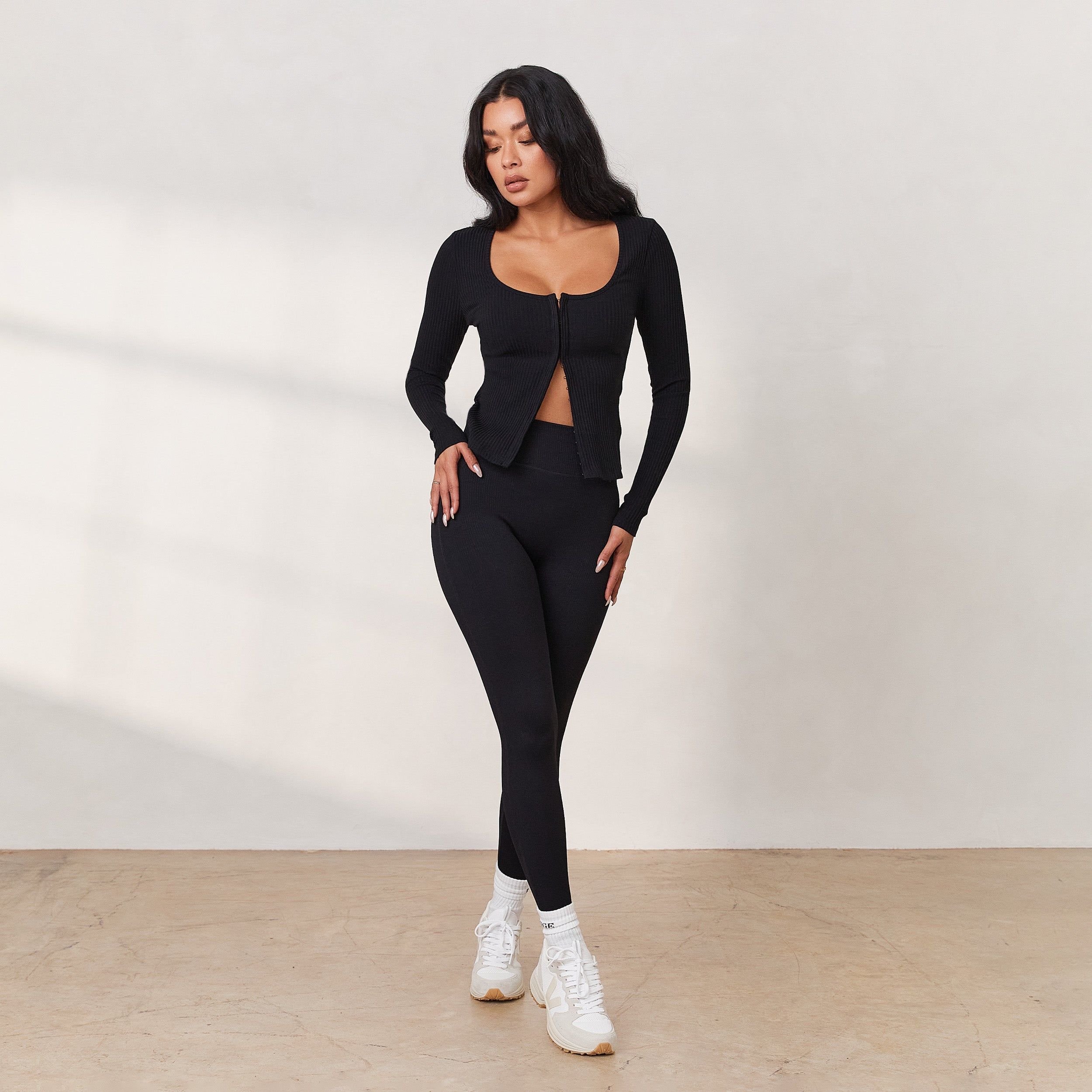 Cosy Hook and Eye Long Sleeve Top - Black sold by Lounge Underwear product image thumbnail 2