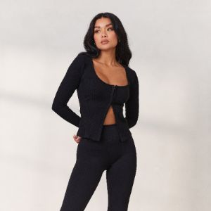Cosy Hook and Eye Long Sleeve Top - Black sold by Lounge Underwear