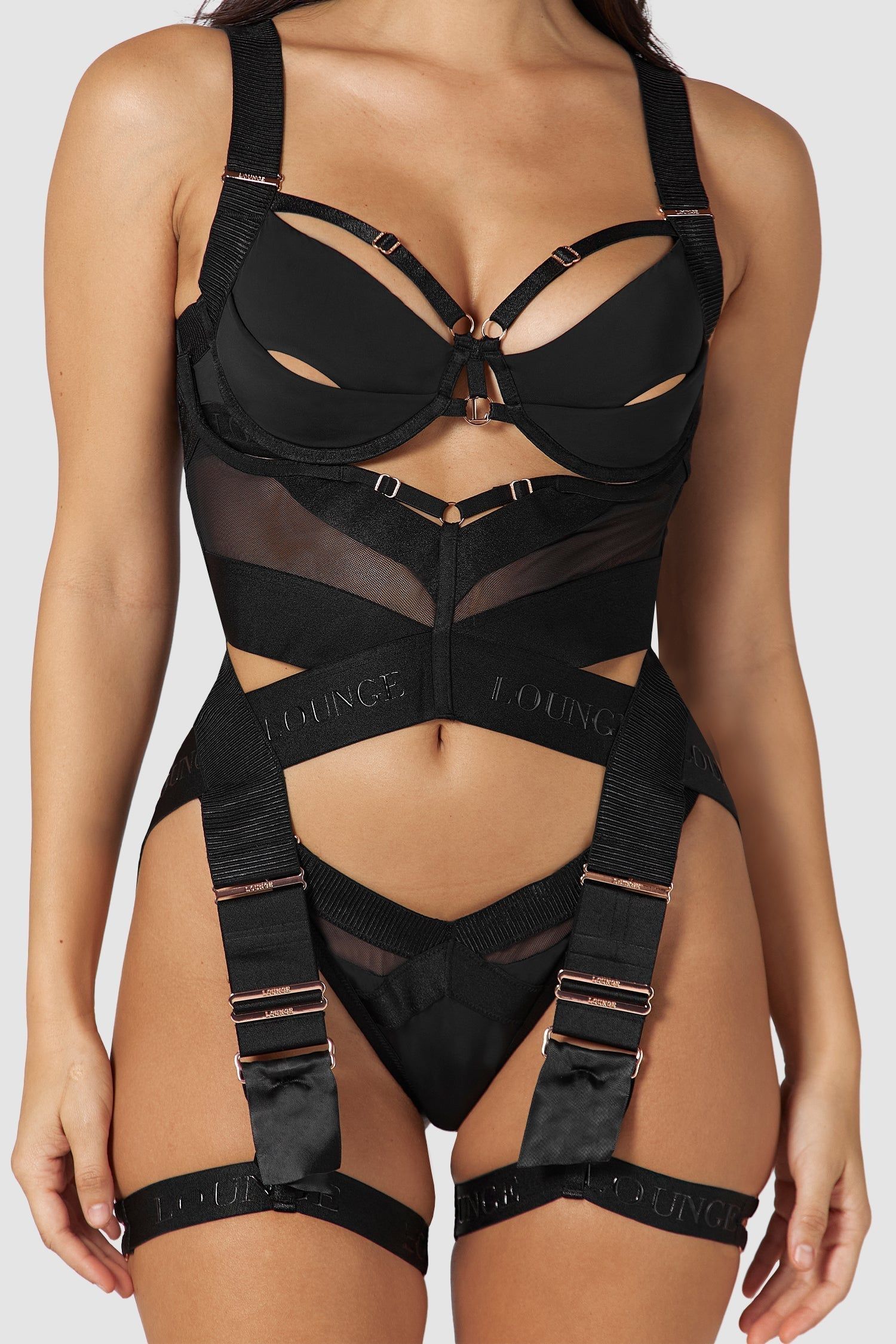 Livia Intimates Thong & Basque - Black sold by Lounge Underwear