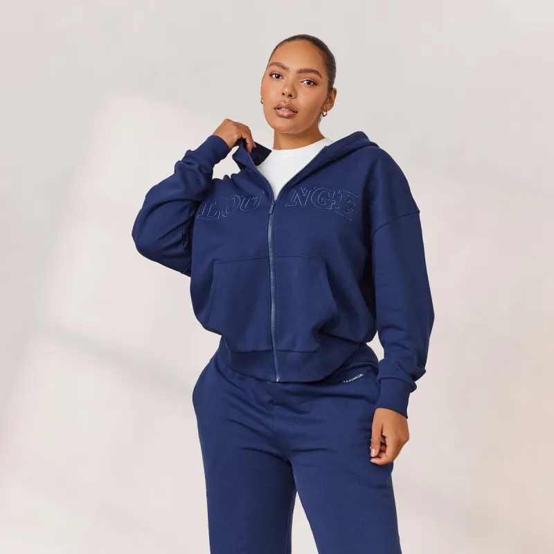 Varsity Zip-Up Hoodie - Navy sold by Lounge Underwear